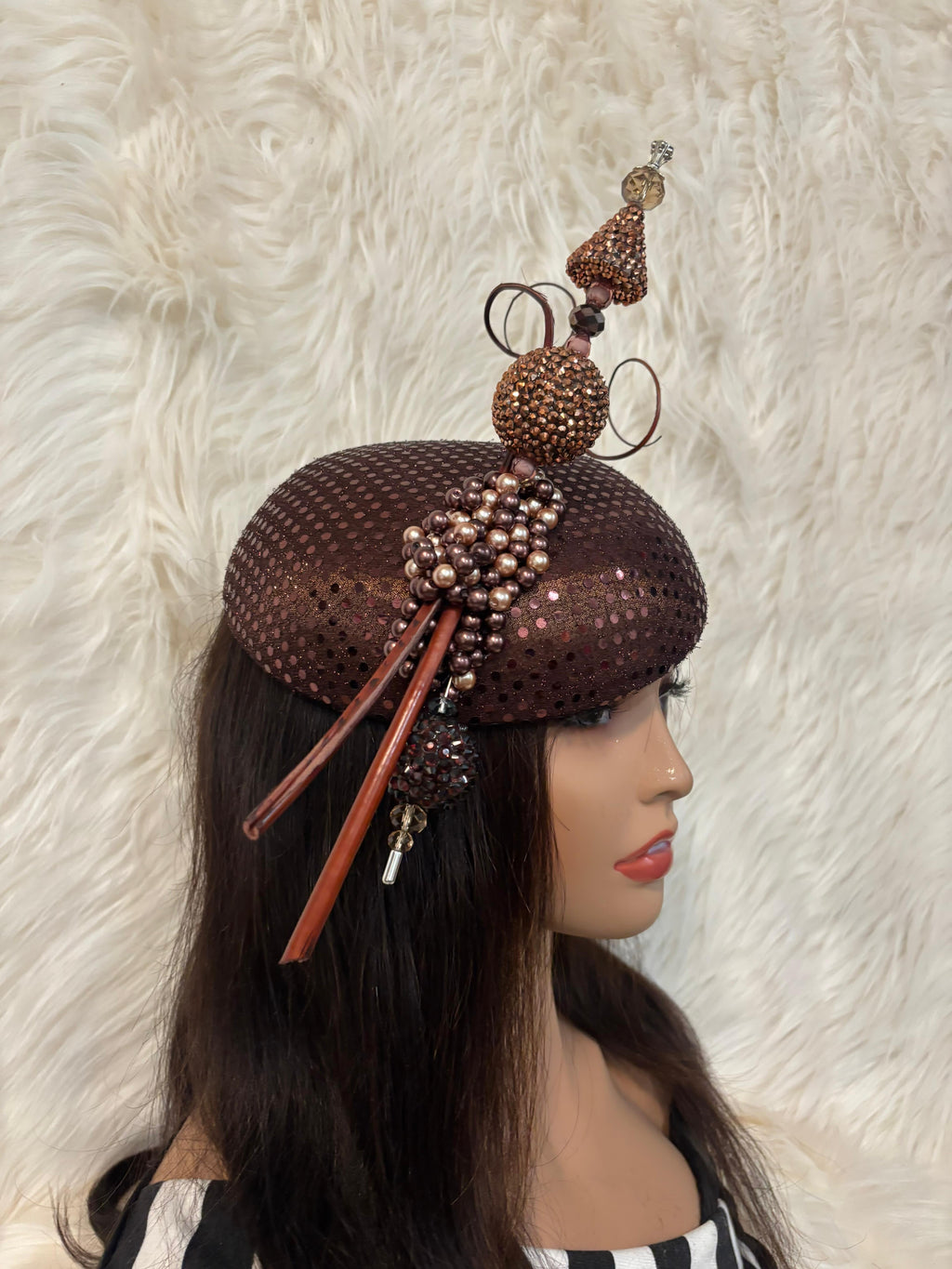 Chocolate Brown W Oversize Hat Pin