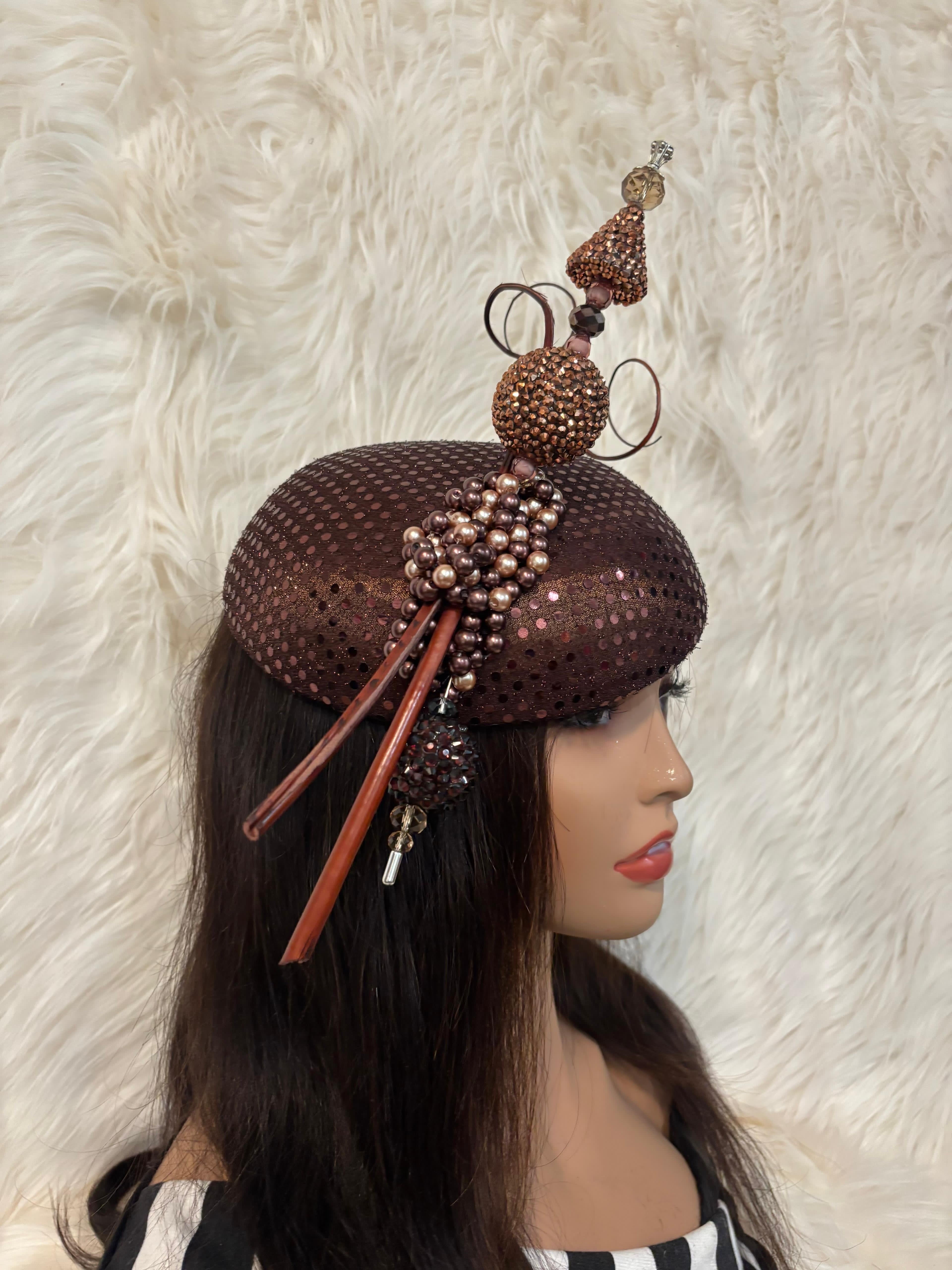 Chocolate Brown W Oversize Hat Pin