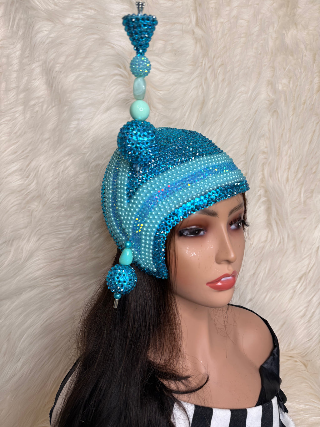 Aqua Blue Teardrop W/ Ocersized Hat Pin