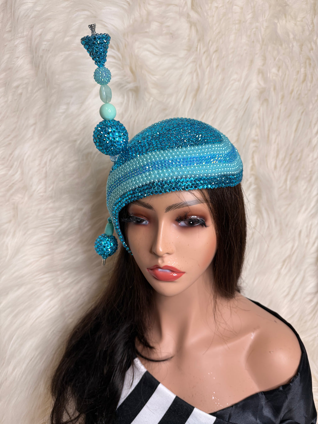 Aqua Blue Teardrop W/ Ocersized Hat Pin
