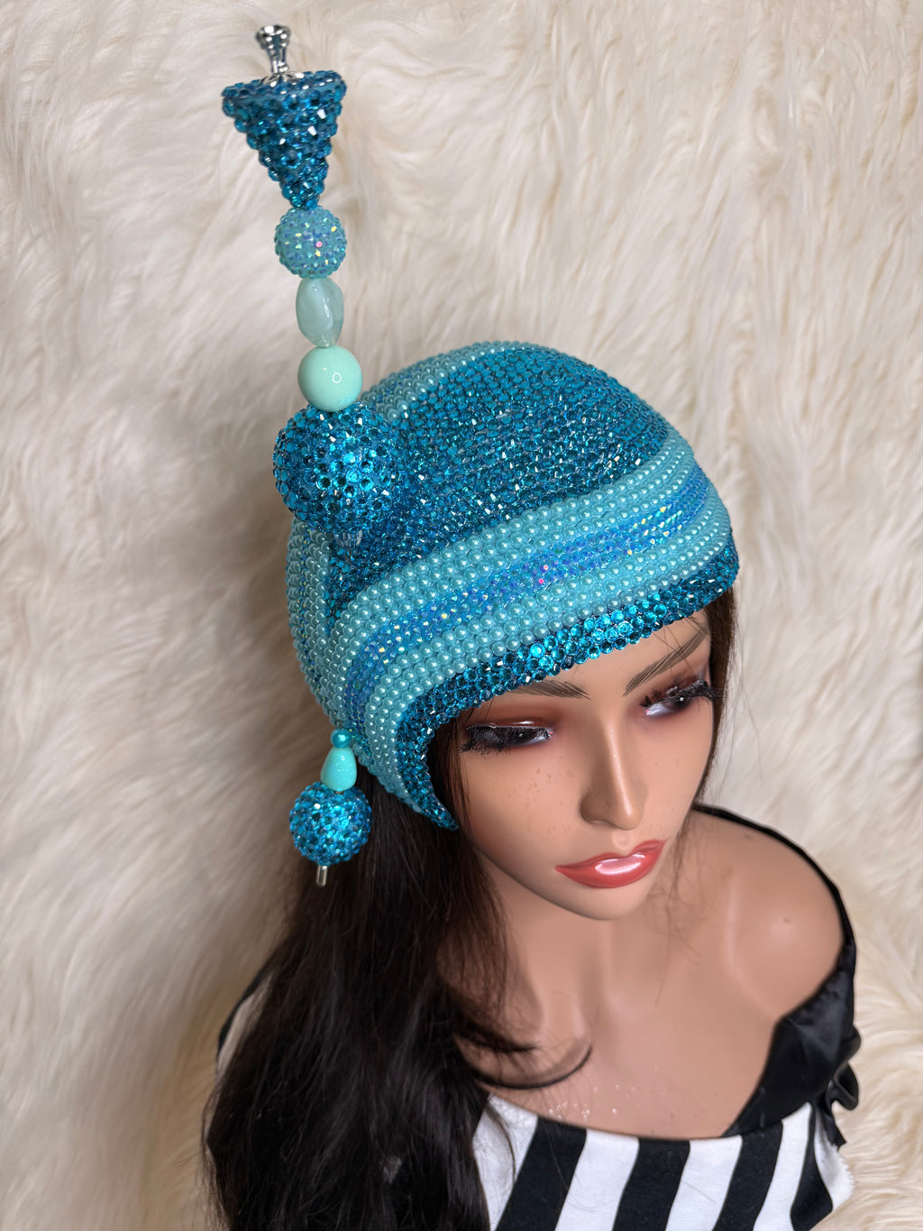 Aqua Blue Teardrop W/ Ocersized Hat Pin