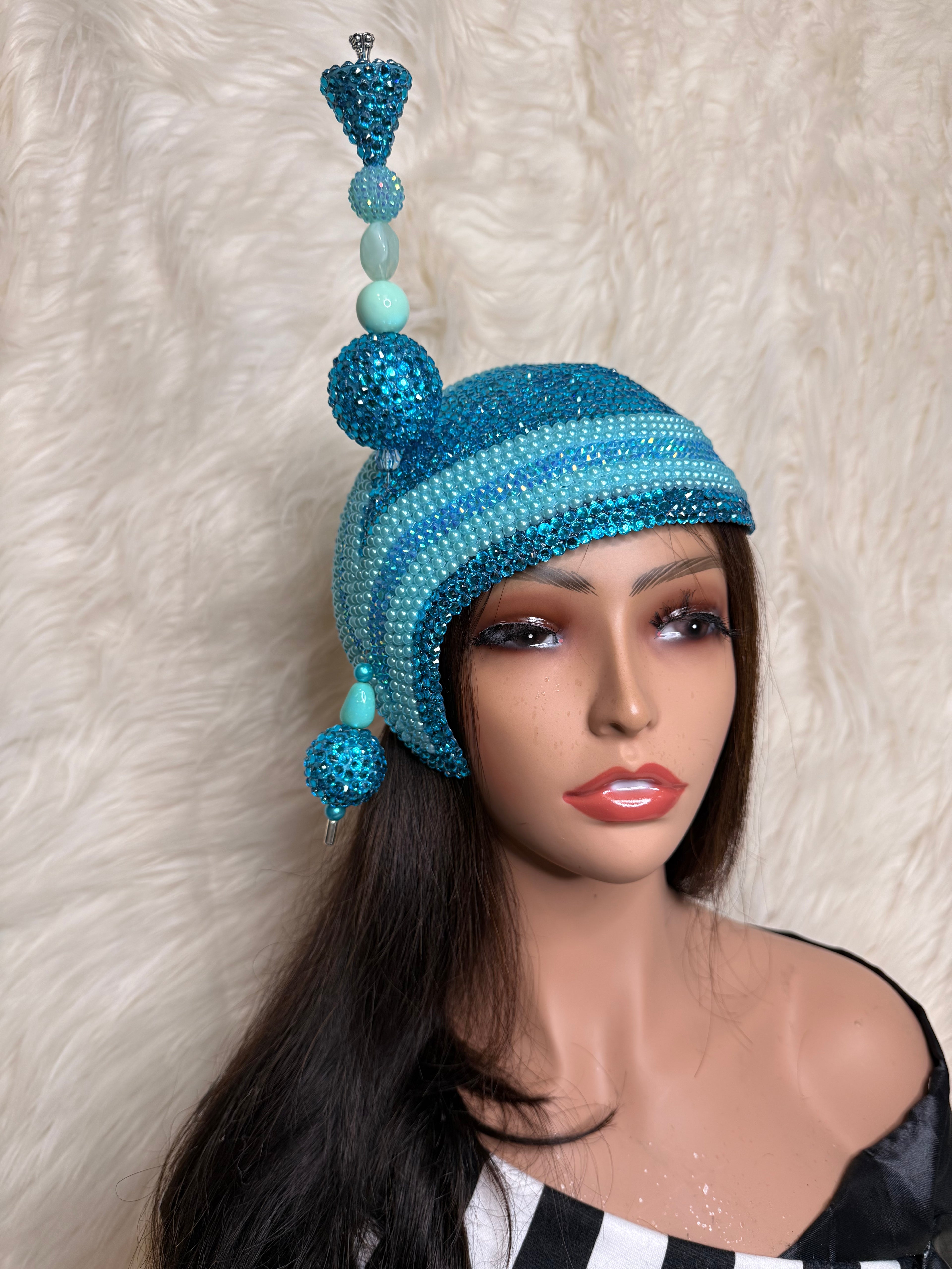 Aqua Blue Teardrop W/ Ocersized Hat Pin