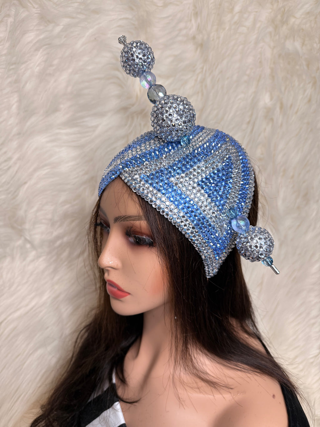 Baby Blue & Silver/ Oversized Hat Pin Double Teardrop fascinator