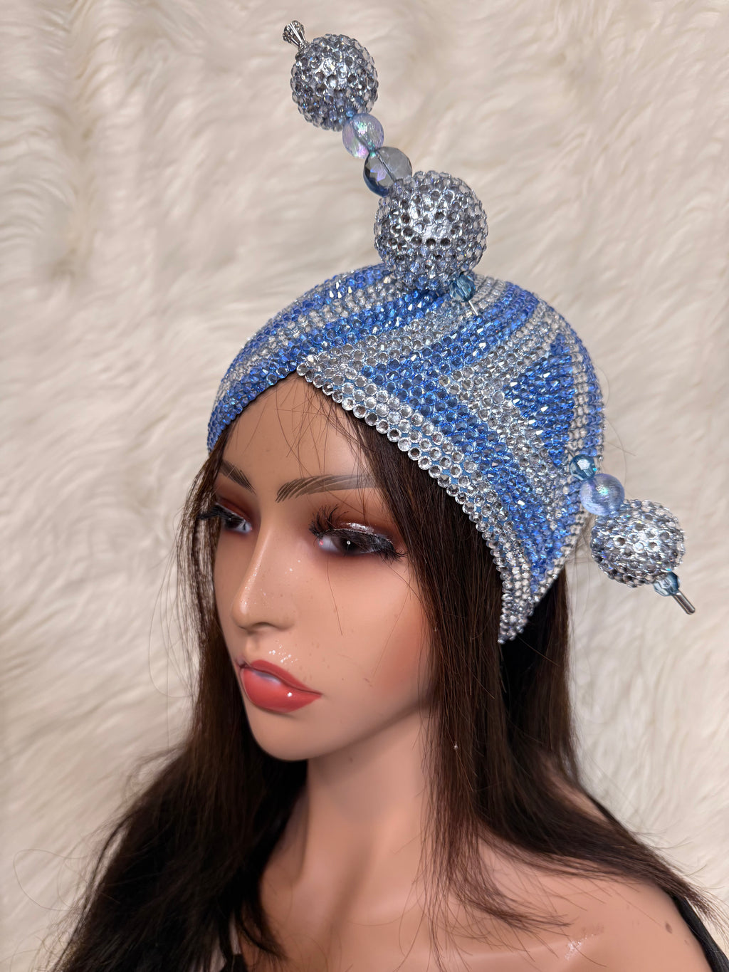 Baby Blue & Silver/ Oversized Hat Pin Double Teardrop fascinator