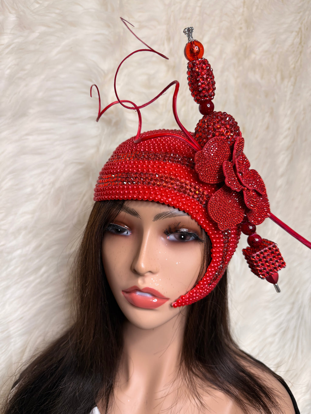 Red Crystal Fascinator / Oversized Hat Pin