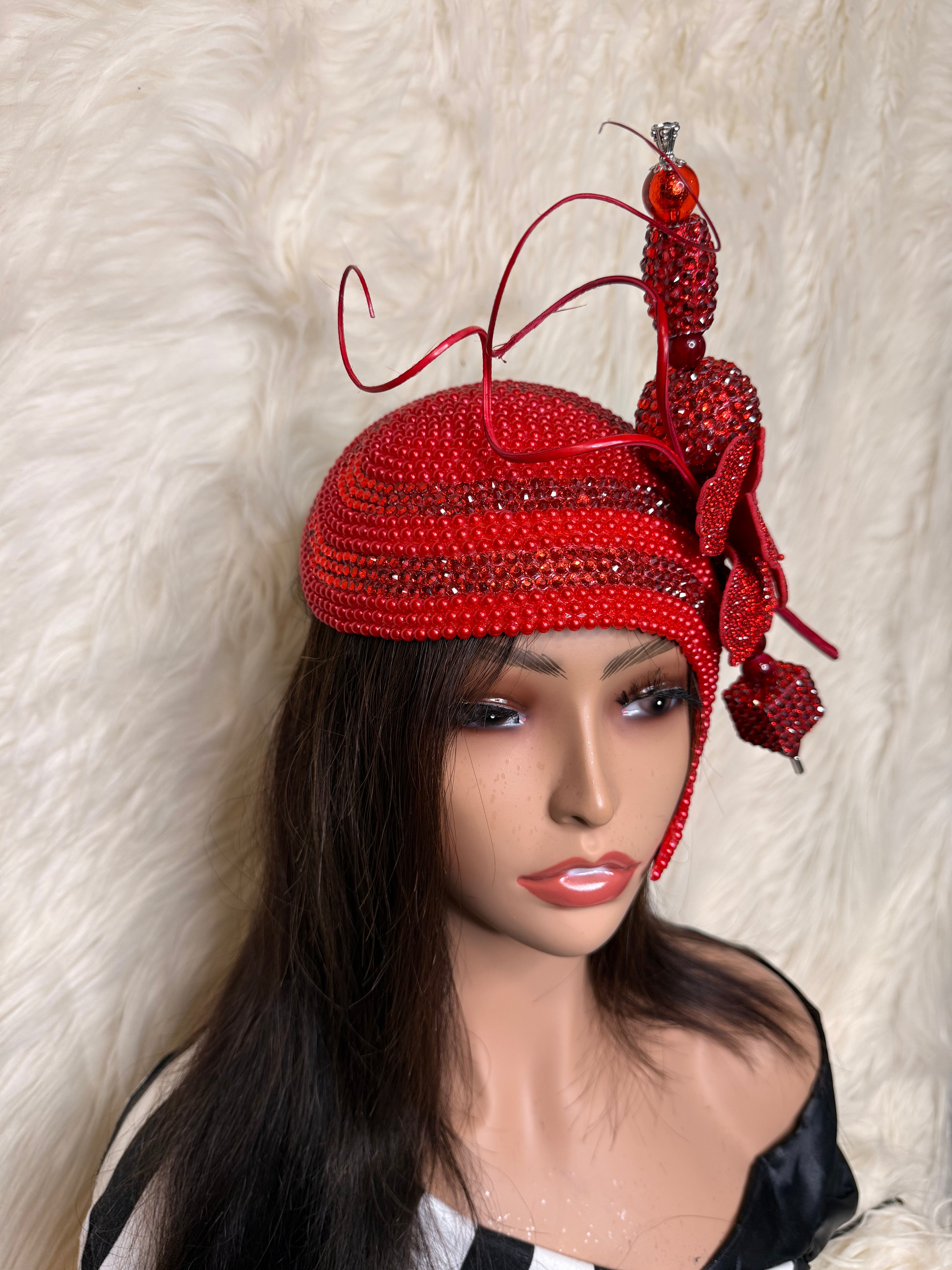 Red Crystal Fascinator / Oversized Hat Pin