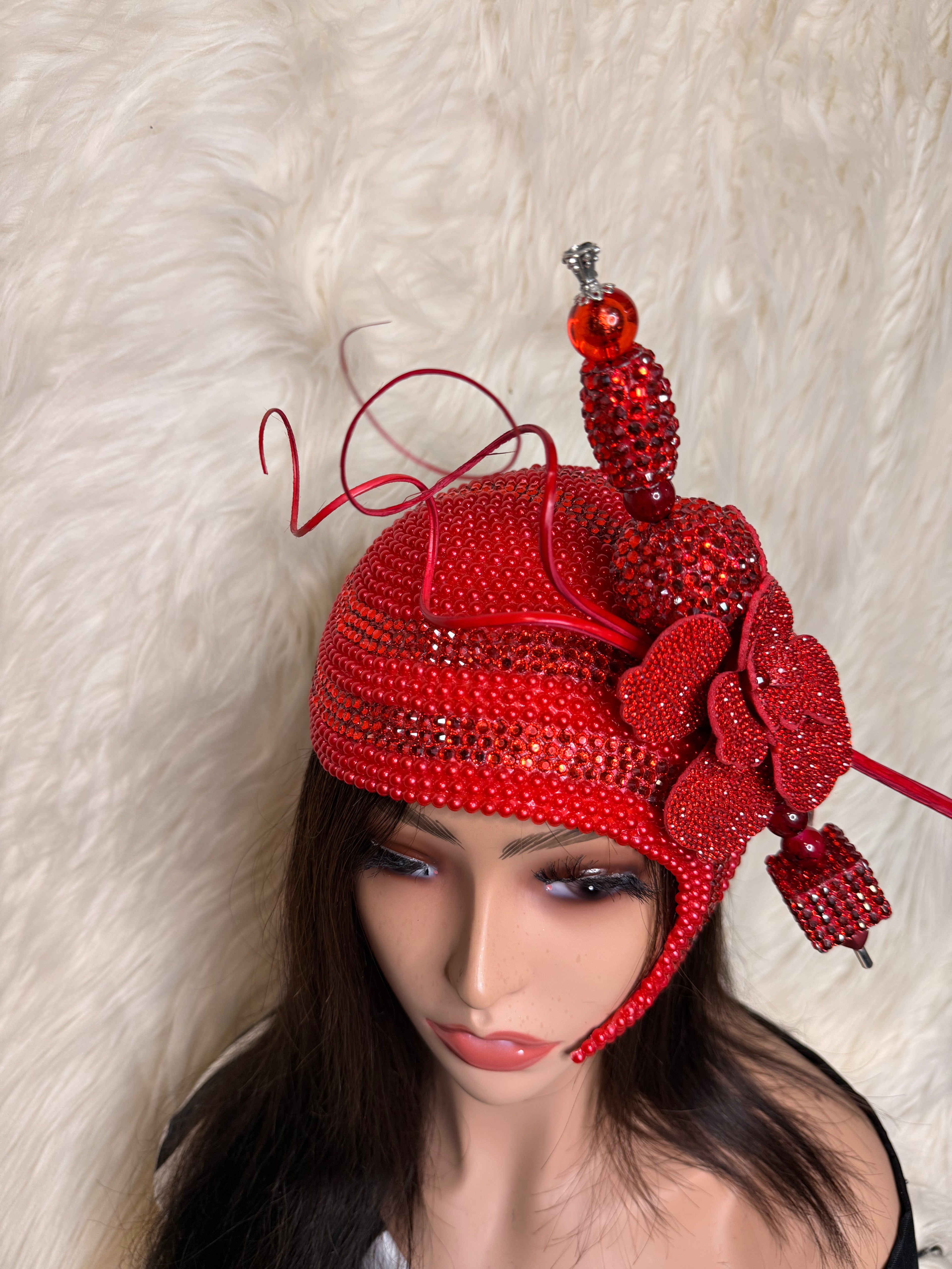 Red Crystal Fascinator / Oversized Hat Pin