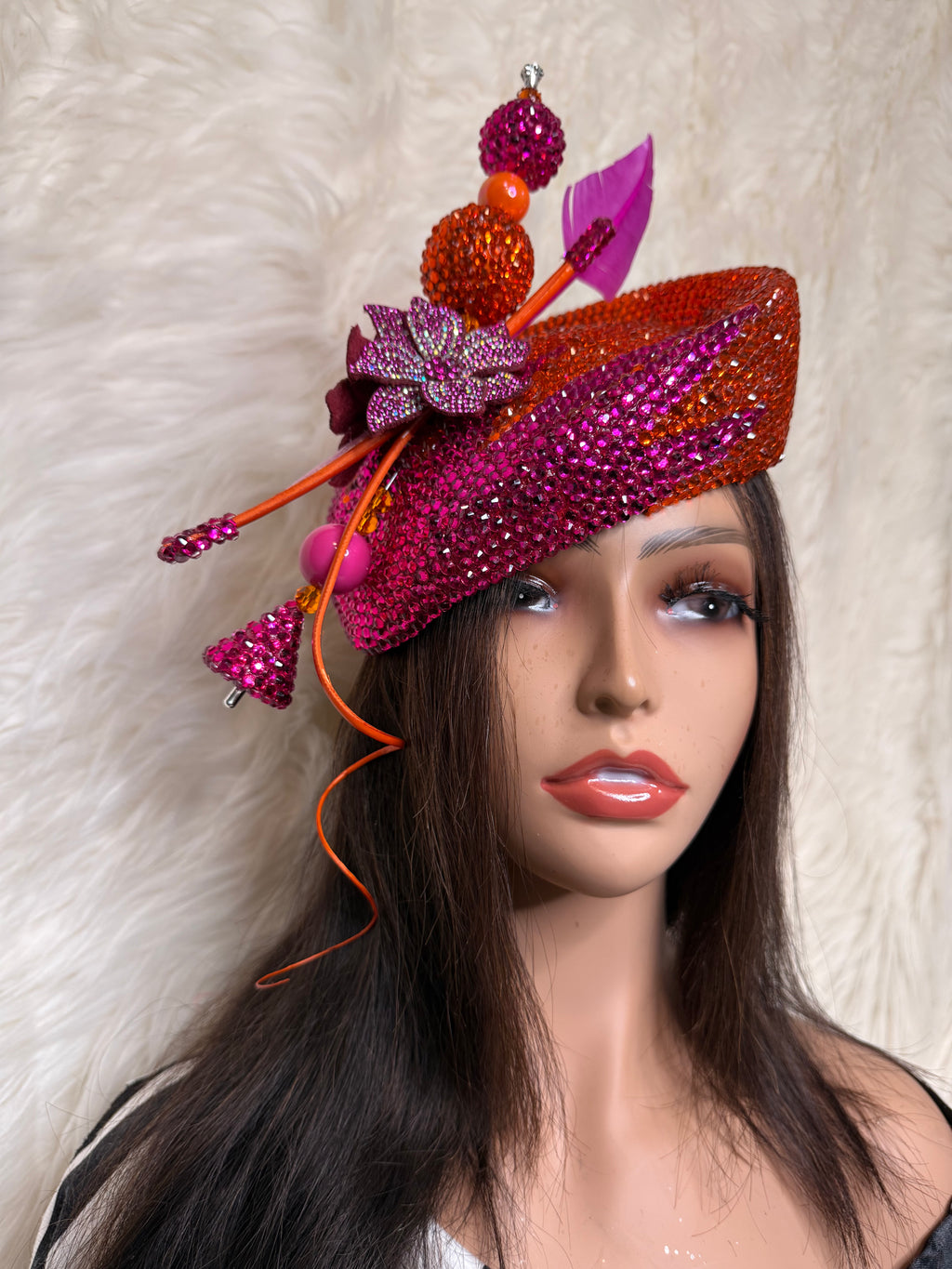 Hot Pink & Orange Bella / Oversized Hat Pin