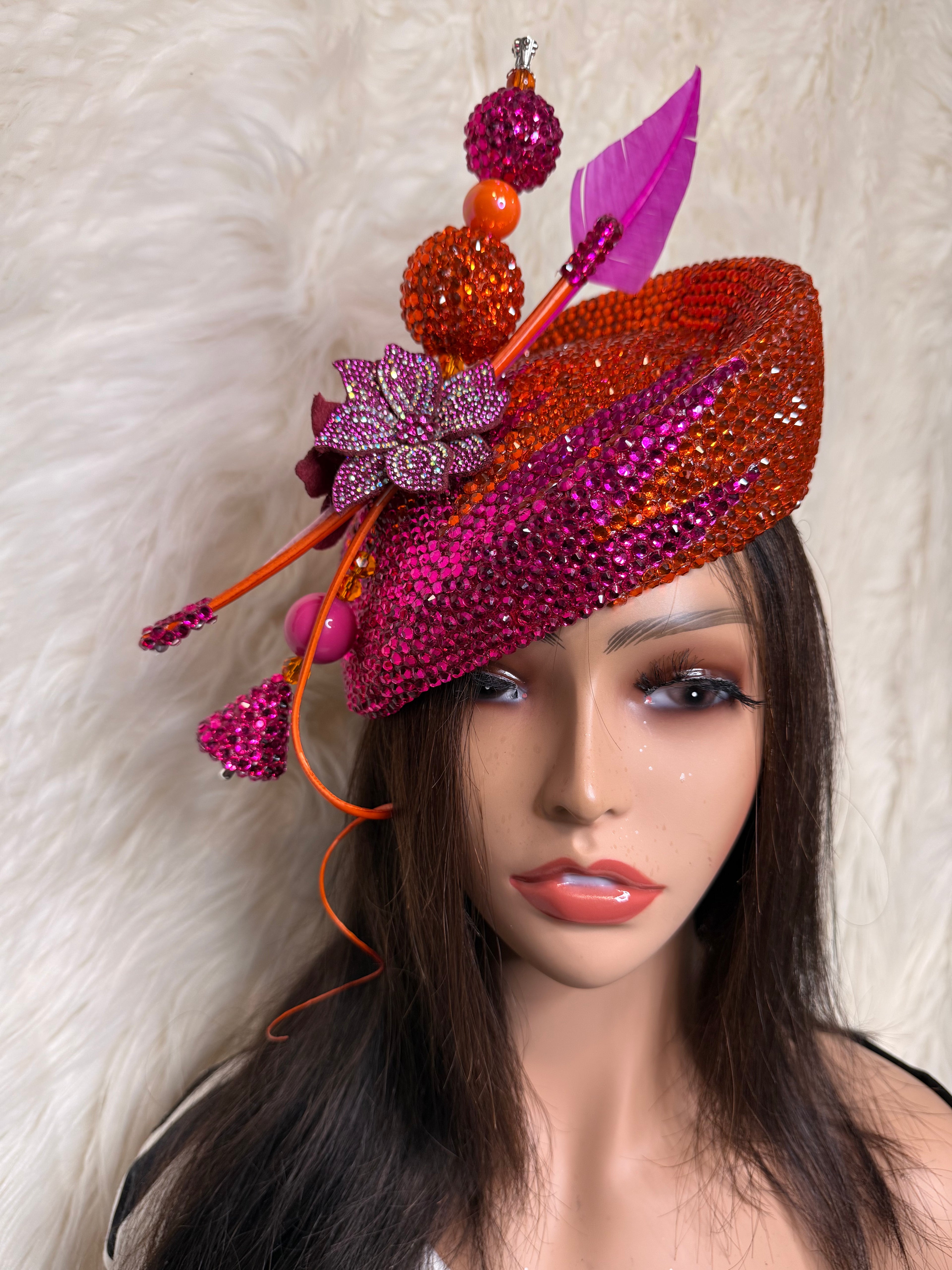 Hot Pink & Orange Bella / Oversized Hat Pin