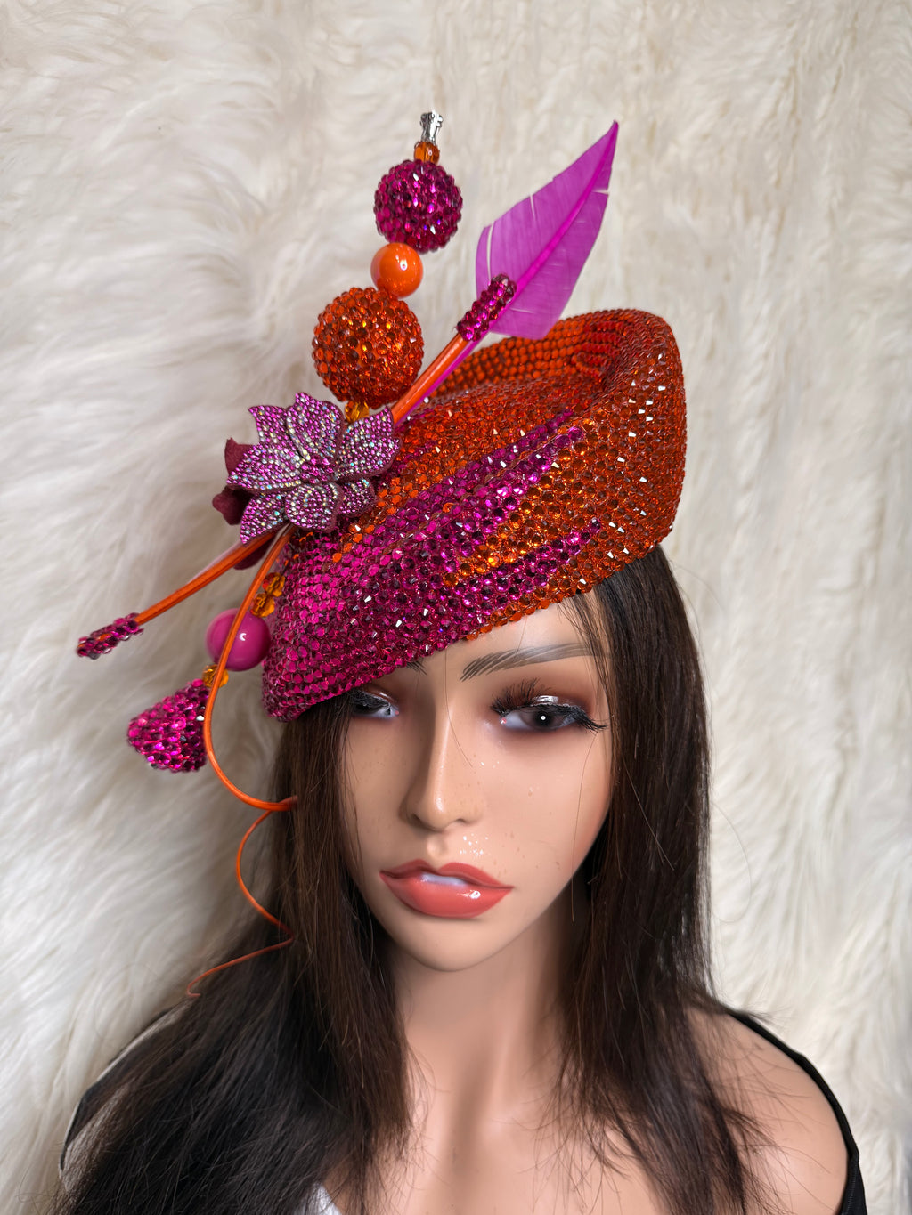 Hot Pink & Orange Bella / Oversized Hat Pin