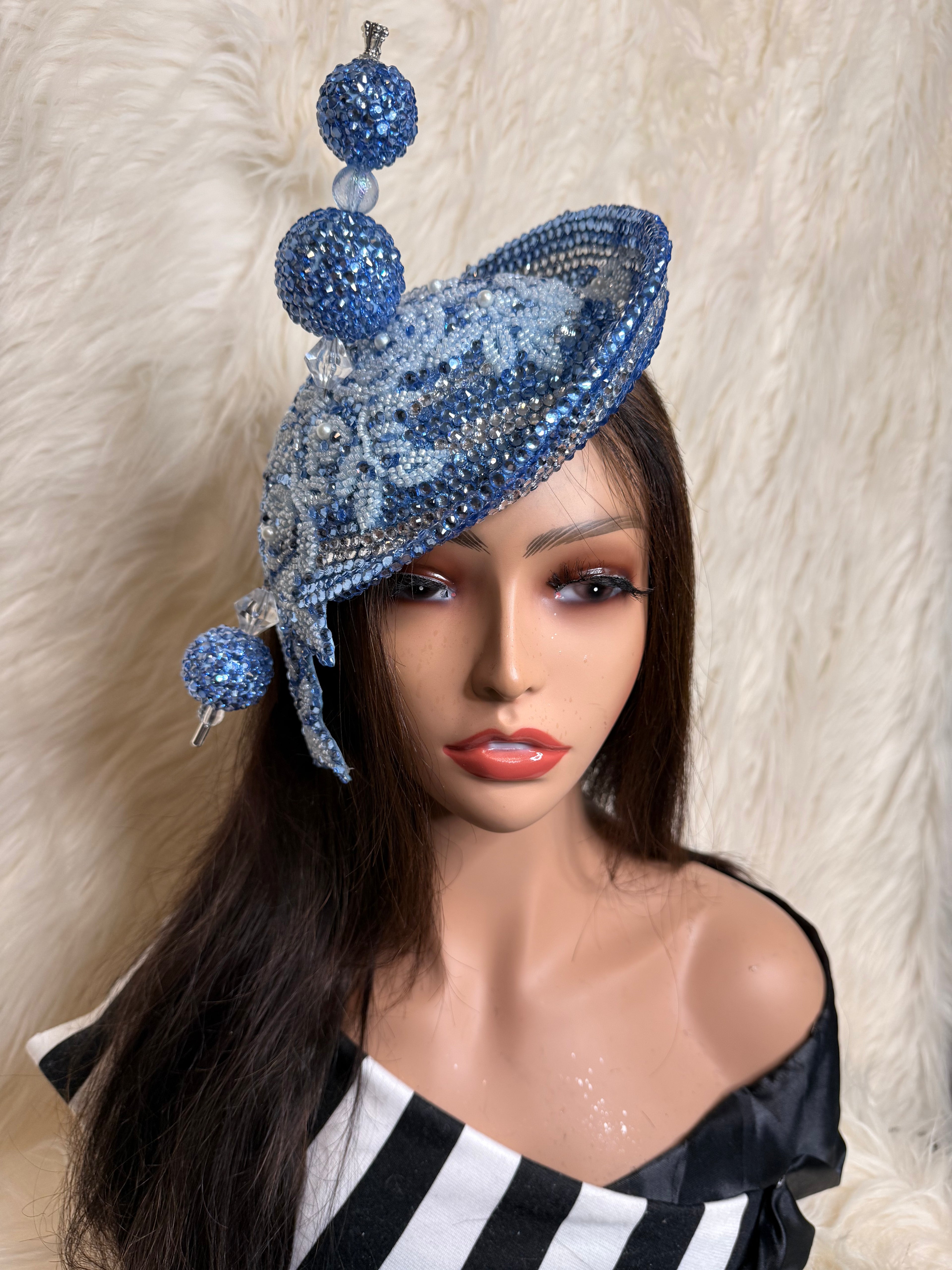 Baby Blue Fascinator / W Oversized Hat Pin