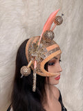 Peach Crystal & Pearls Fascinator / W Oversized Hat Pin