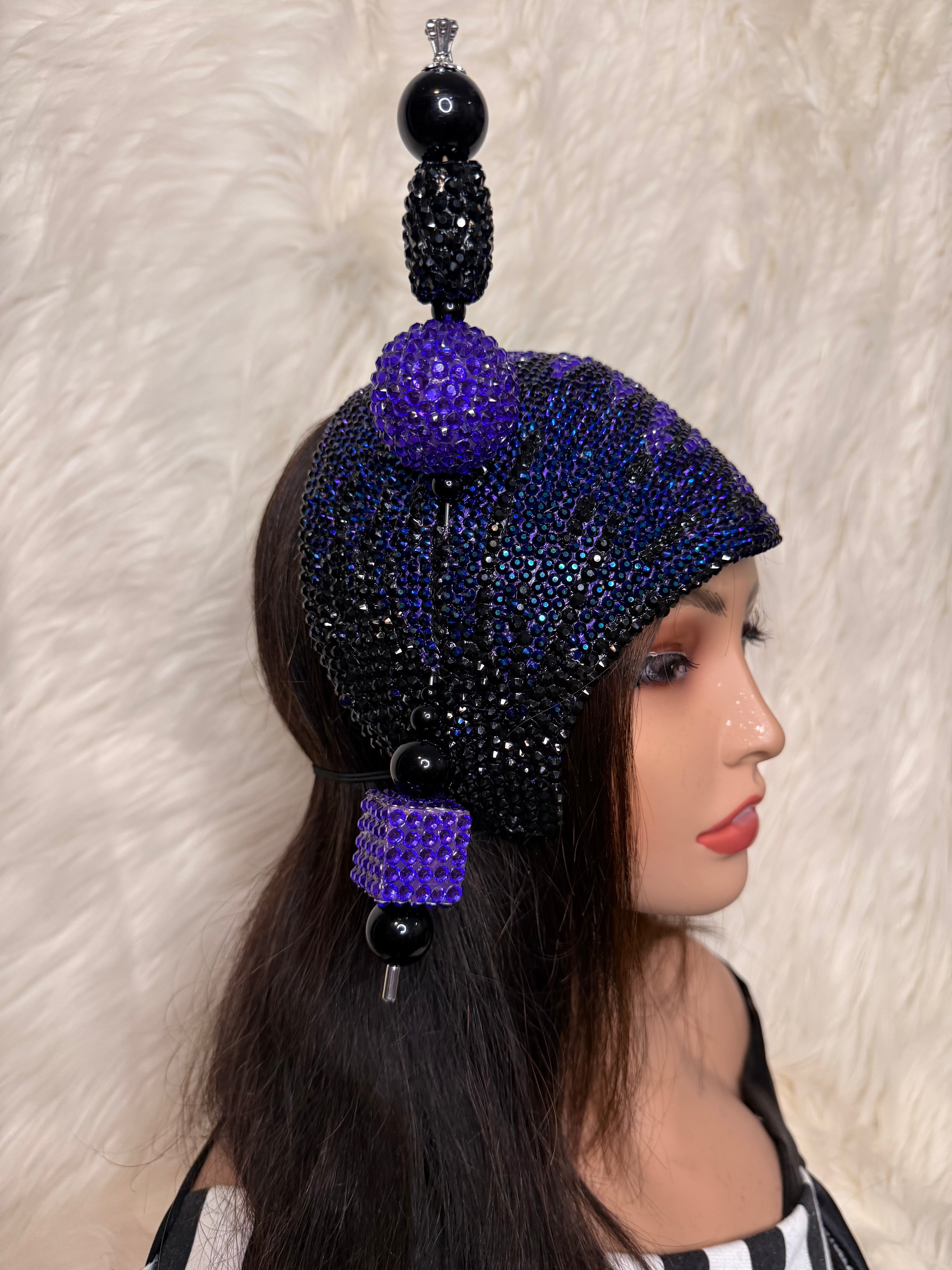 Black & Purple Teardrop / W Oversized Hat Pin