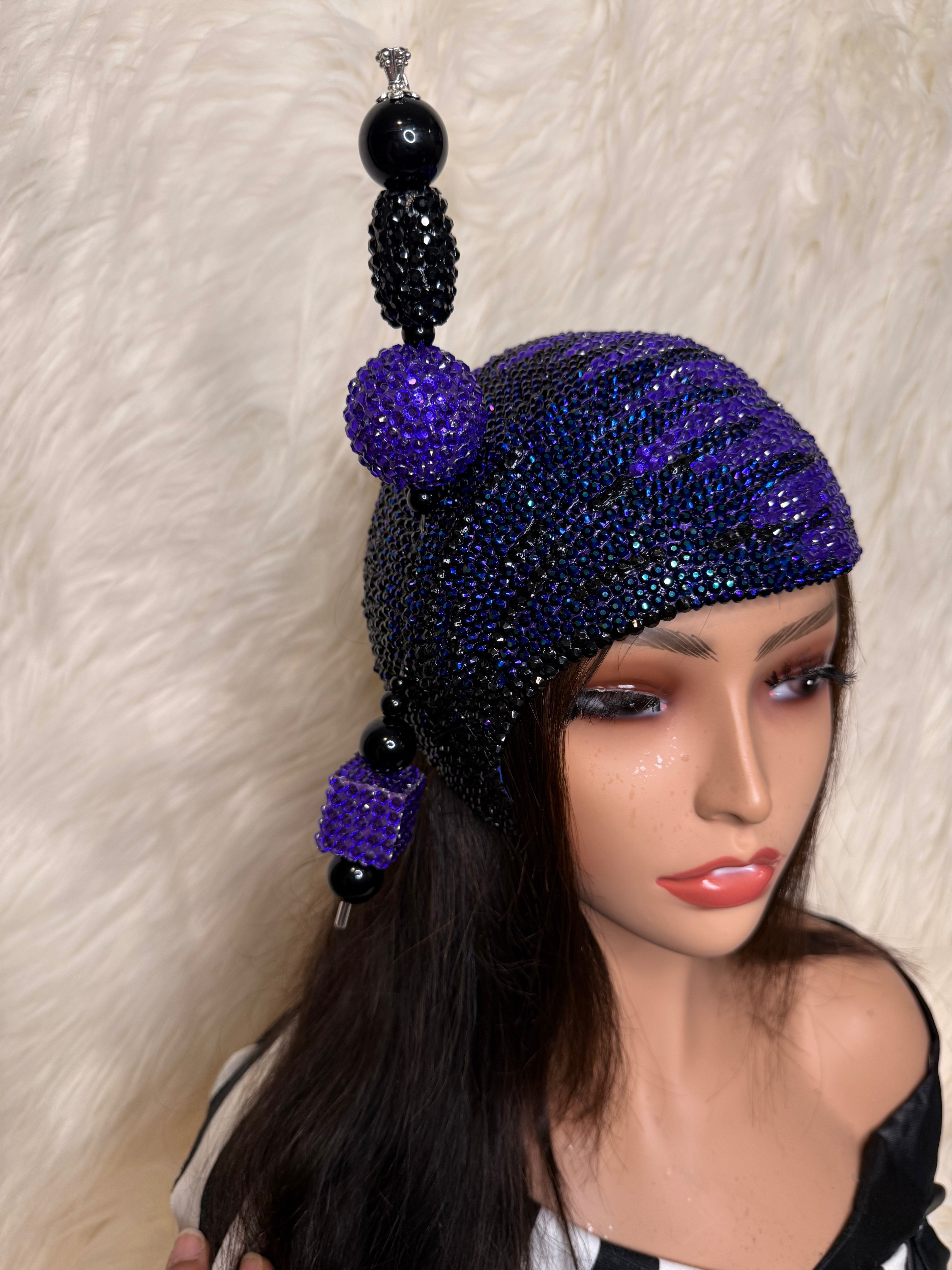 Black & Purple Teardrop / W Oversized Hat Pin