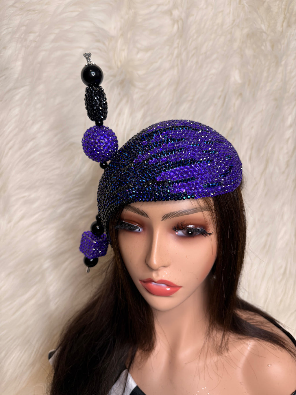 Black & Purple Teardrop / W Oversized Hat Pin