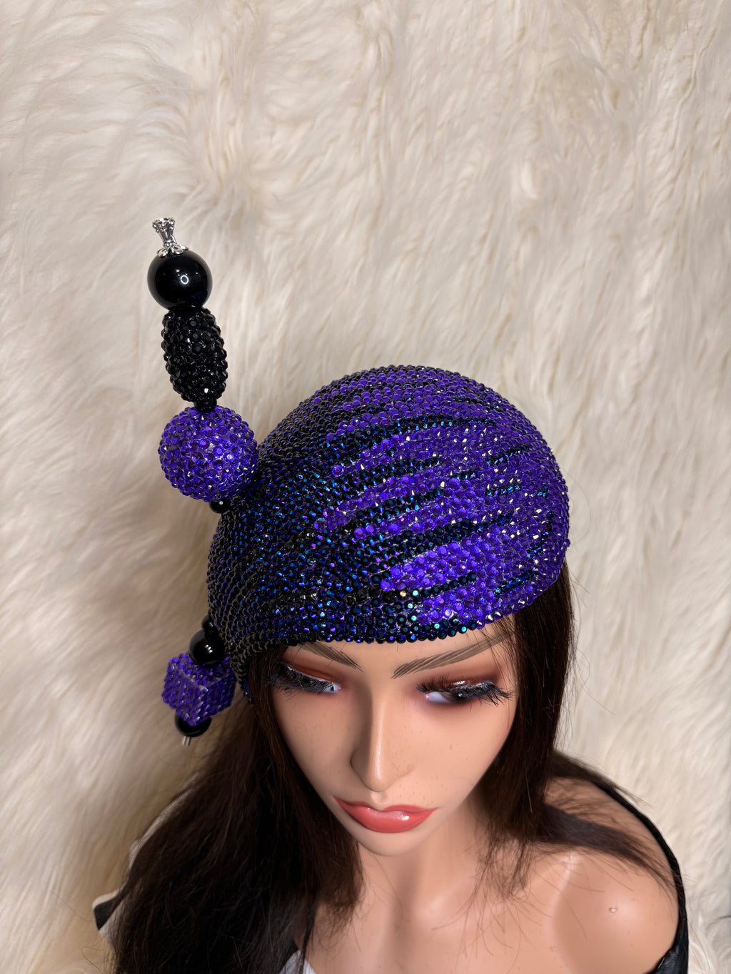 Black & Purple Teardrop / W Oversized Hat Pin