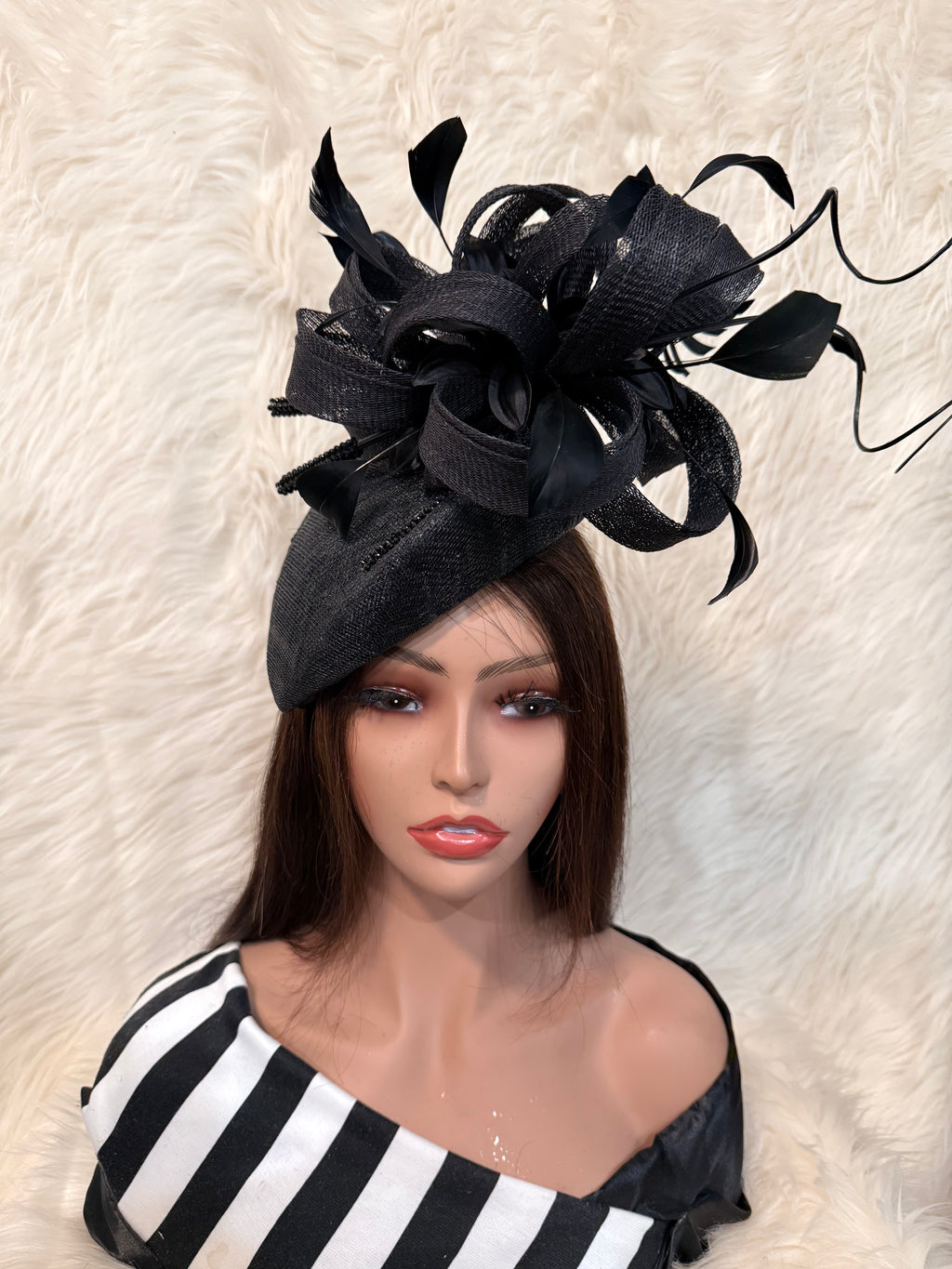 Black Teardrop Pillbox Hat