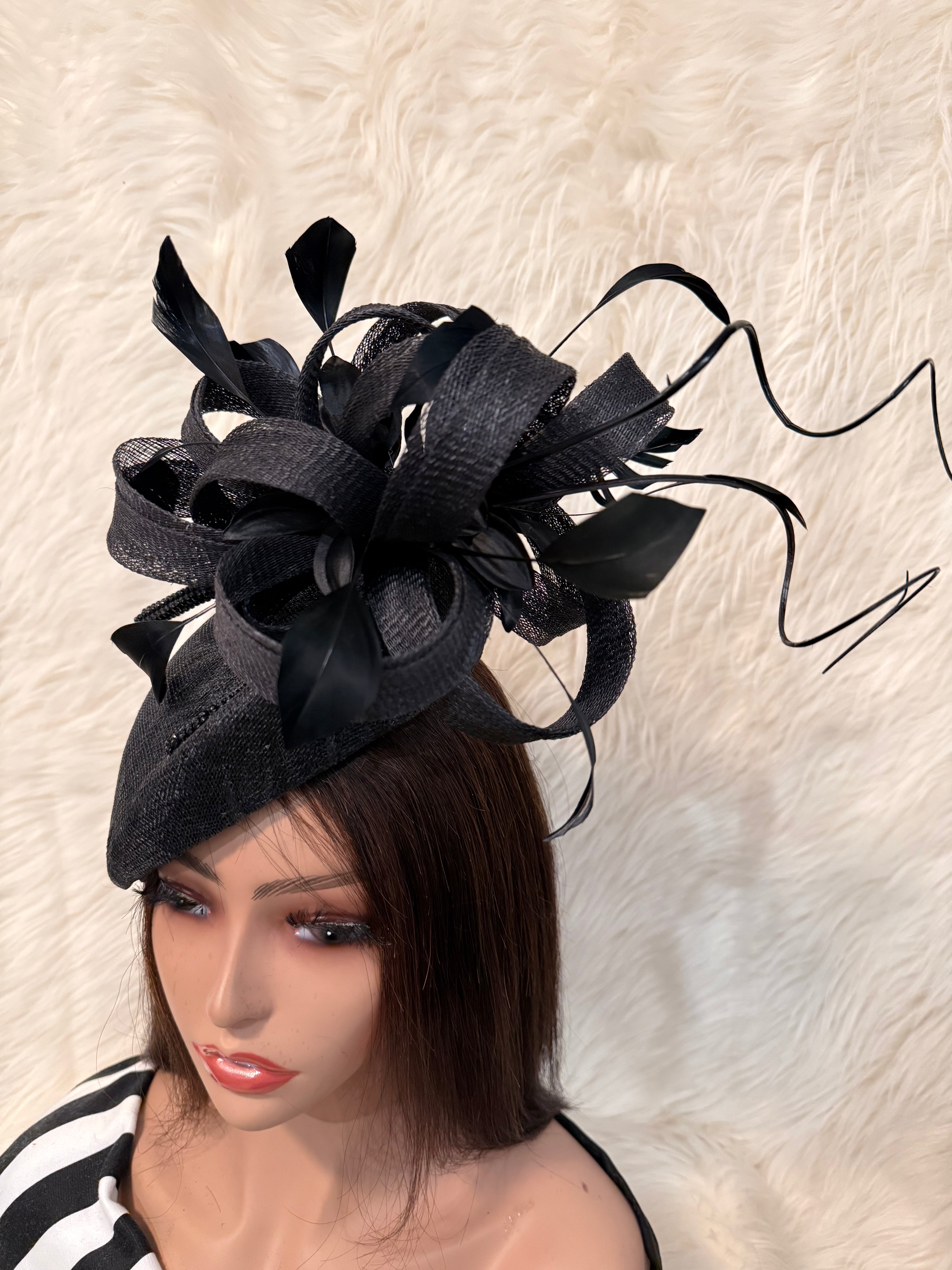 Black Teardrop Pillbox Hat