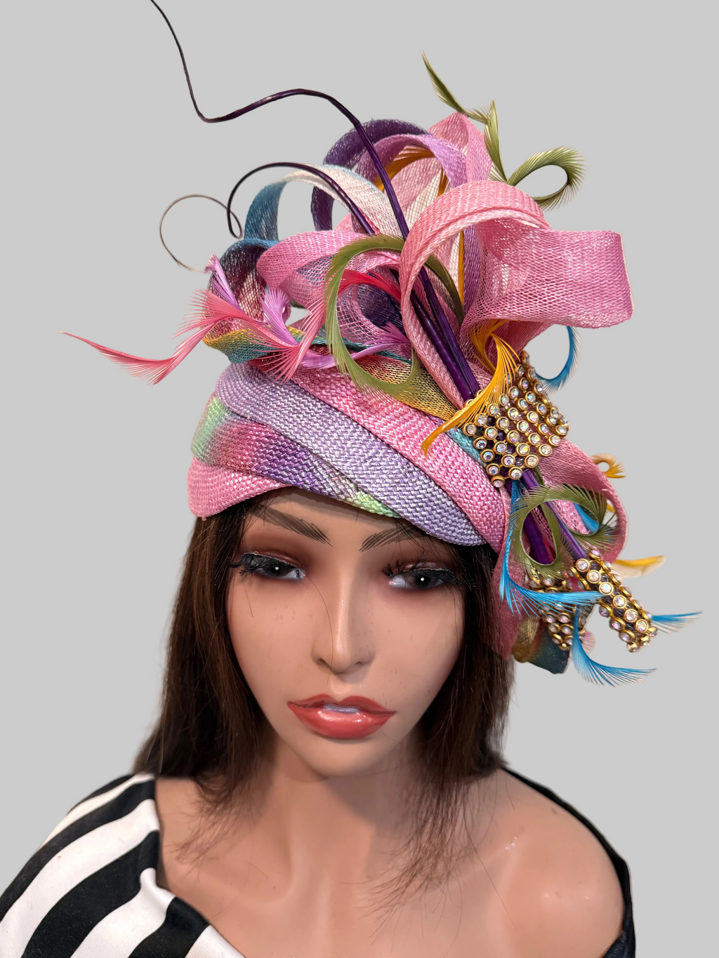 Baby Pink, Lavender Multi-Colored Hat (3/4 Hat)