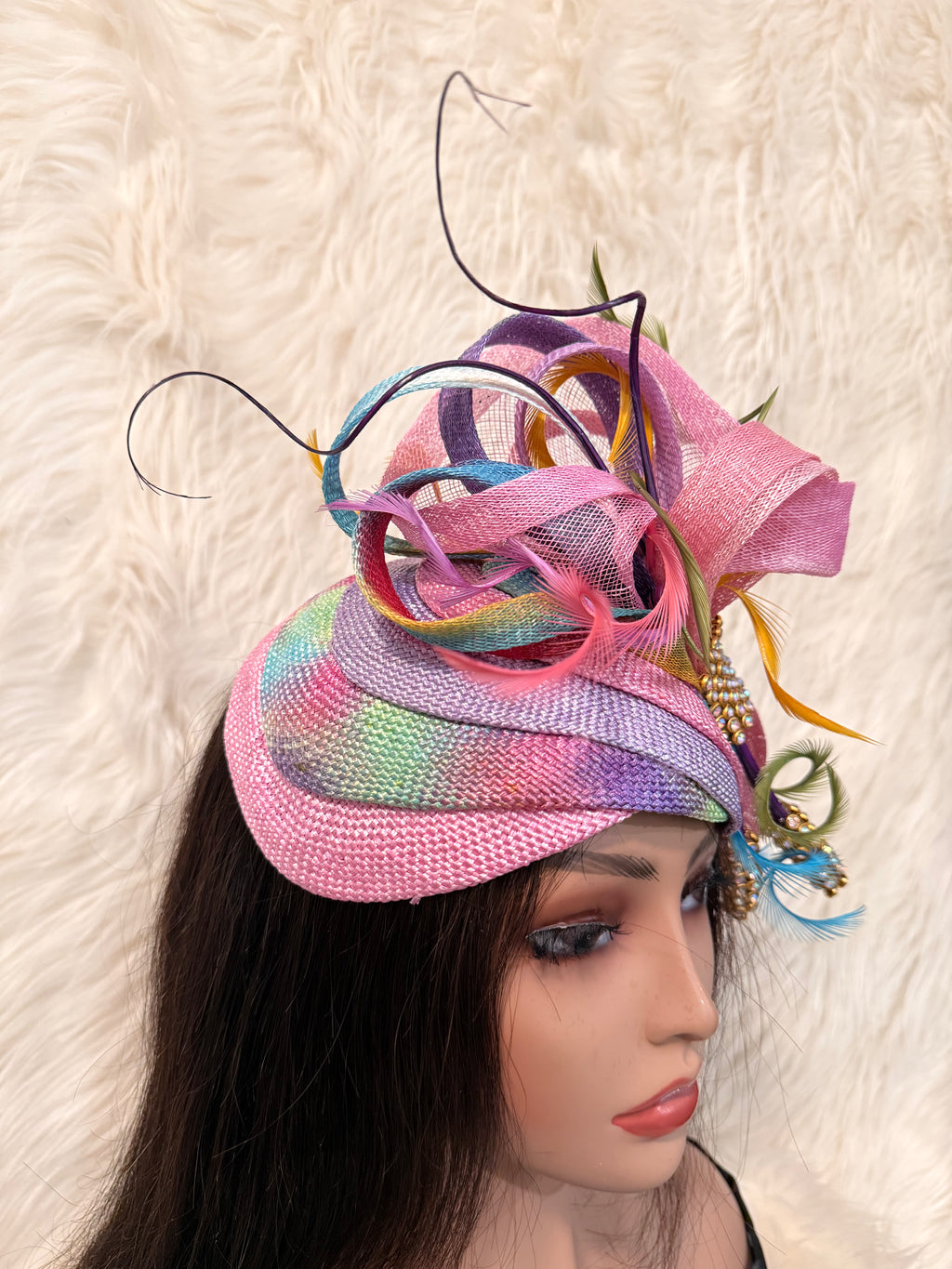 Baby Pink, Lavender Multi-Colored Hat (3/4 Hat)