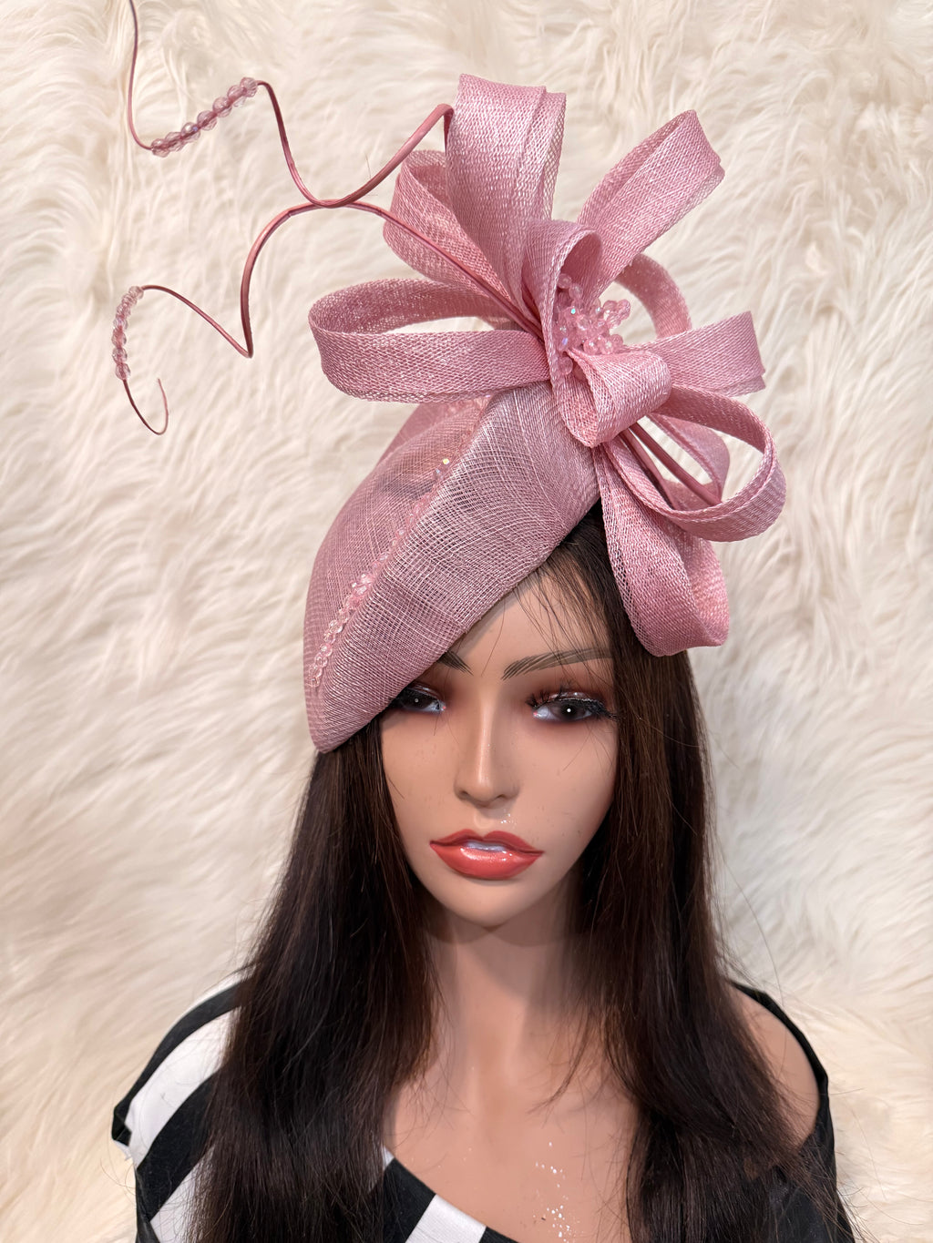 Blush / Dusty Pink Teardrop Pillbox Hat