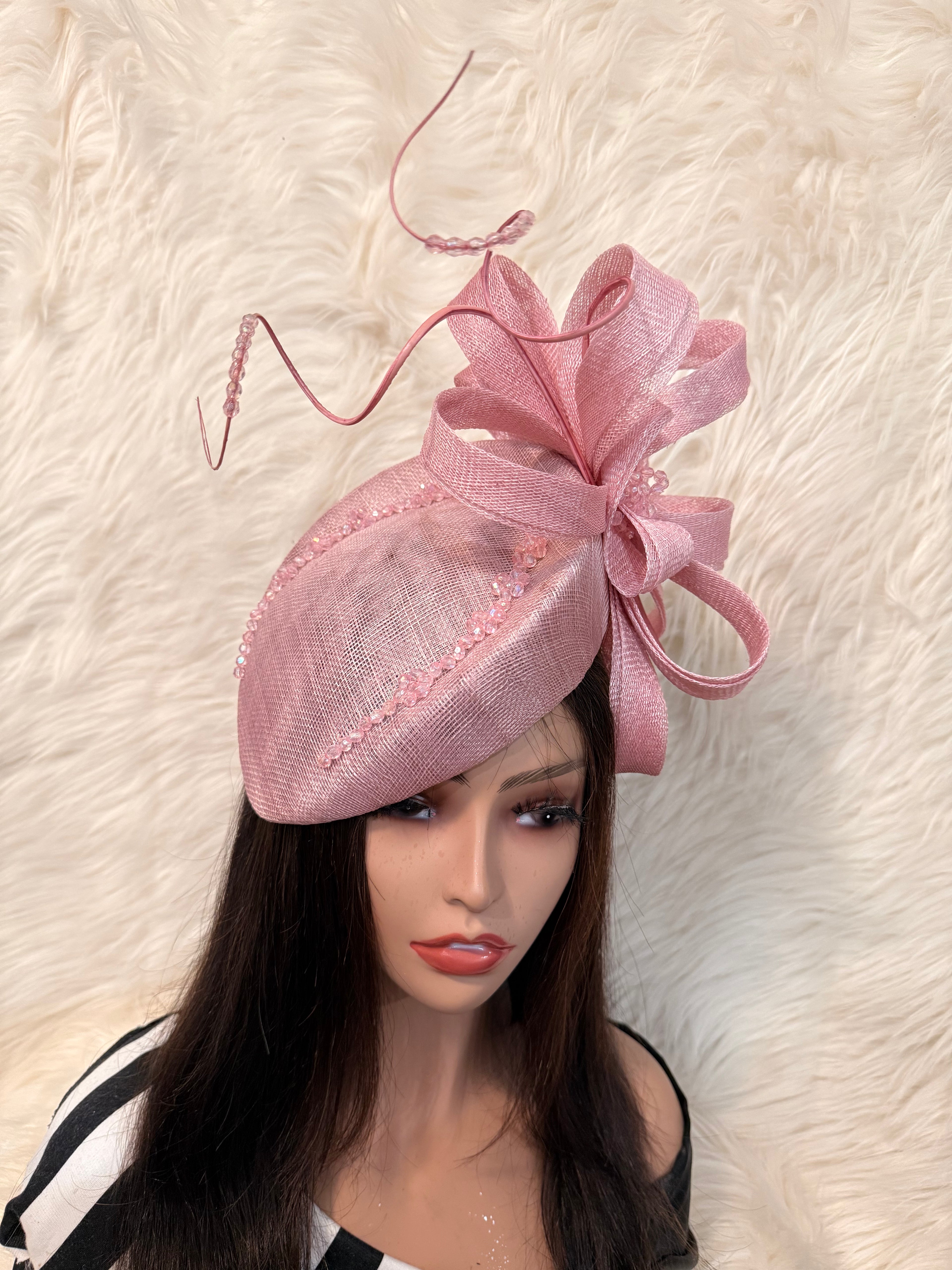 Blush / Dusty Pink Teardrop Pillbox Hat