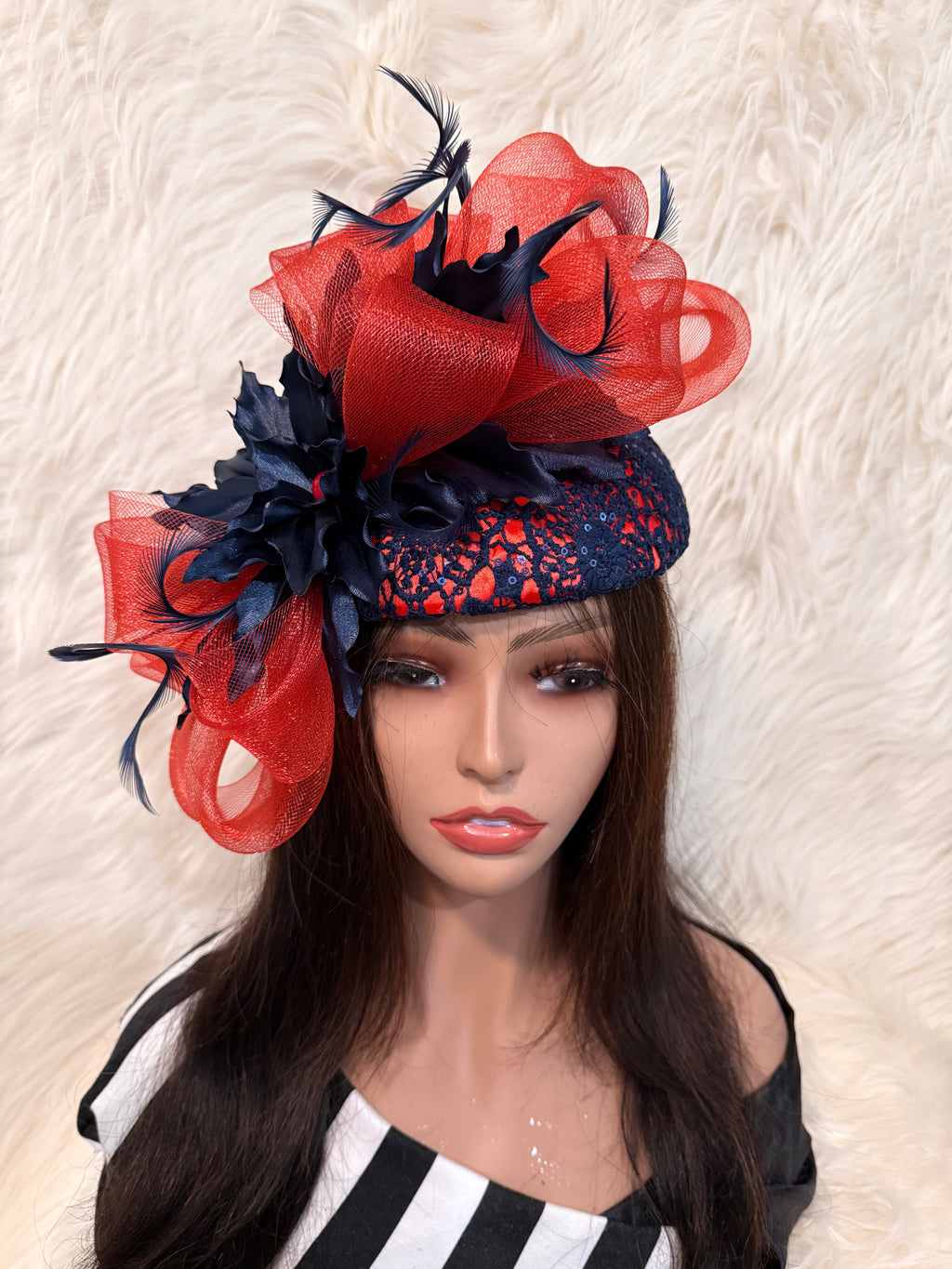 Red and Navy Blue "O" Mold Hat