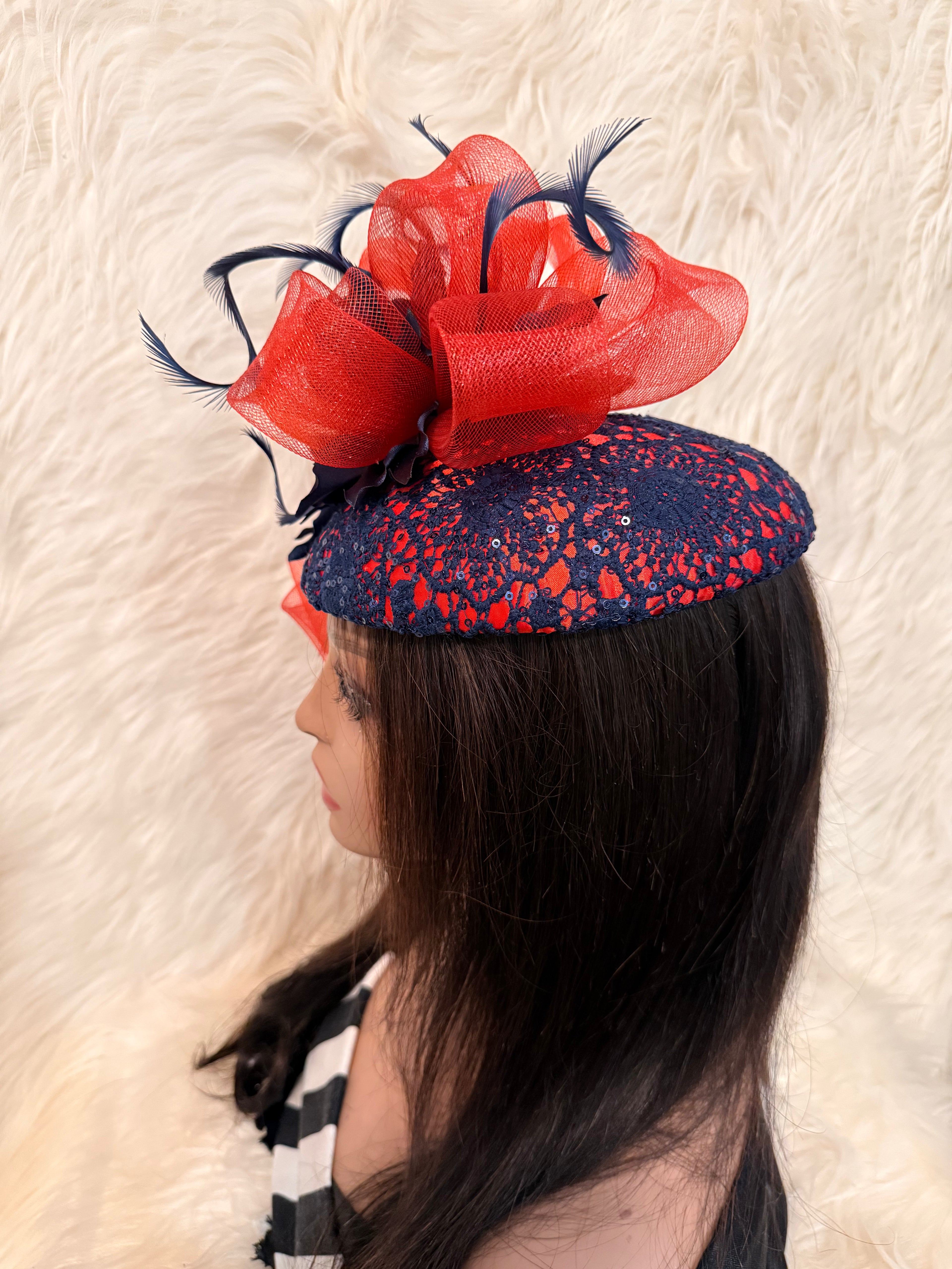 Red and Navy Blue "O" Mold Hat