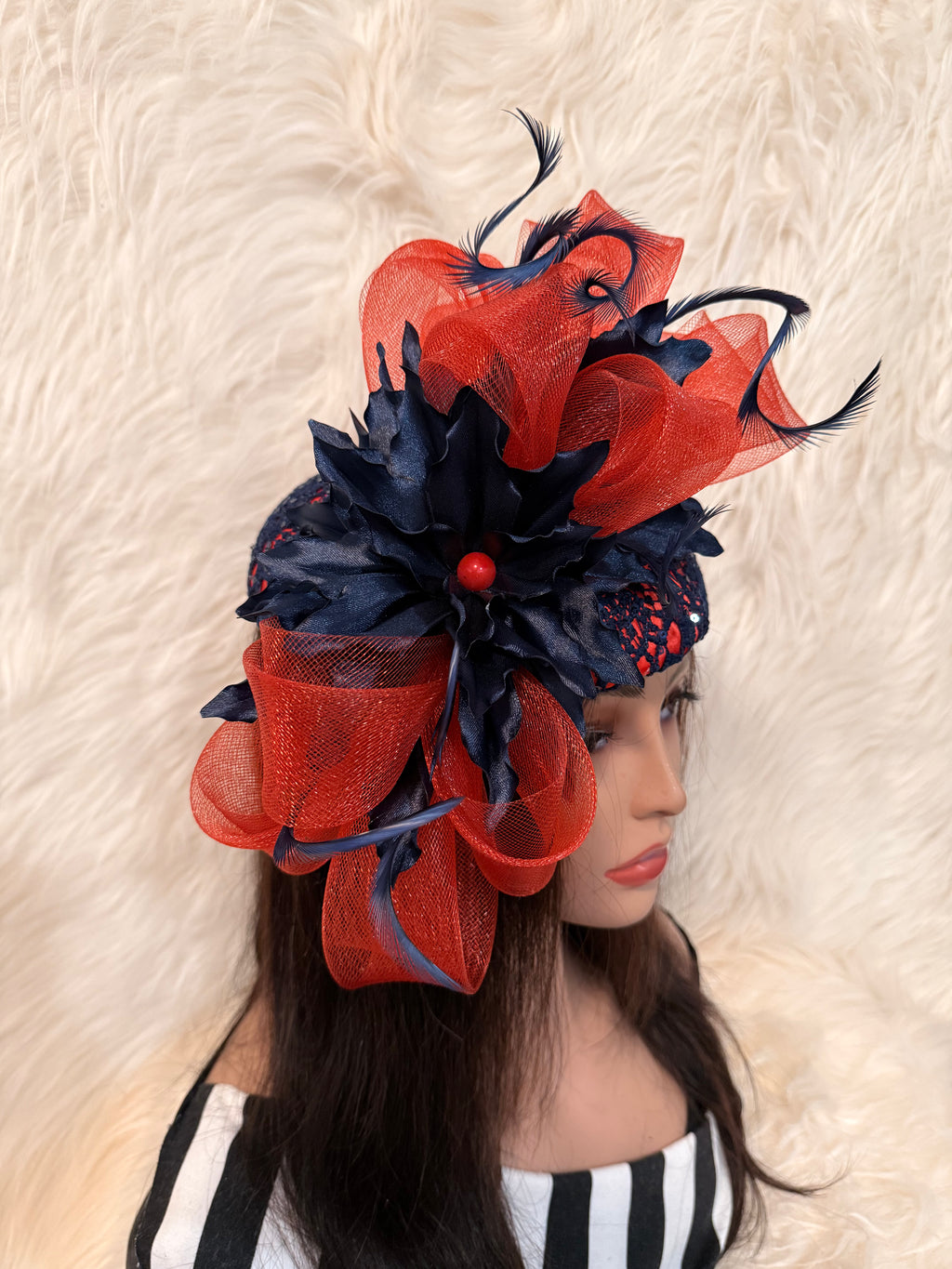 Red and Navy Blue "O" Mold Hat