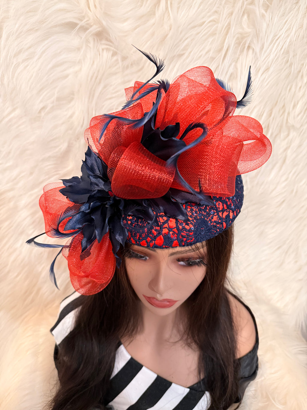 Red and Navy Blue "O" Mold Hat
