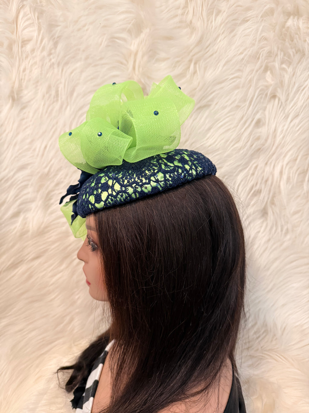 Navy Blue and Lime Green"O" Mold Hat