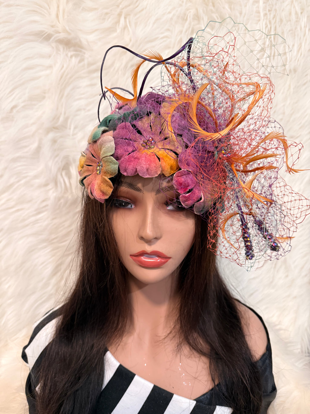 Multi-Colored Felt Petal Hat (1/2 Hat)