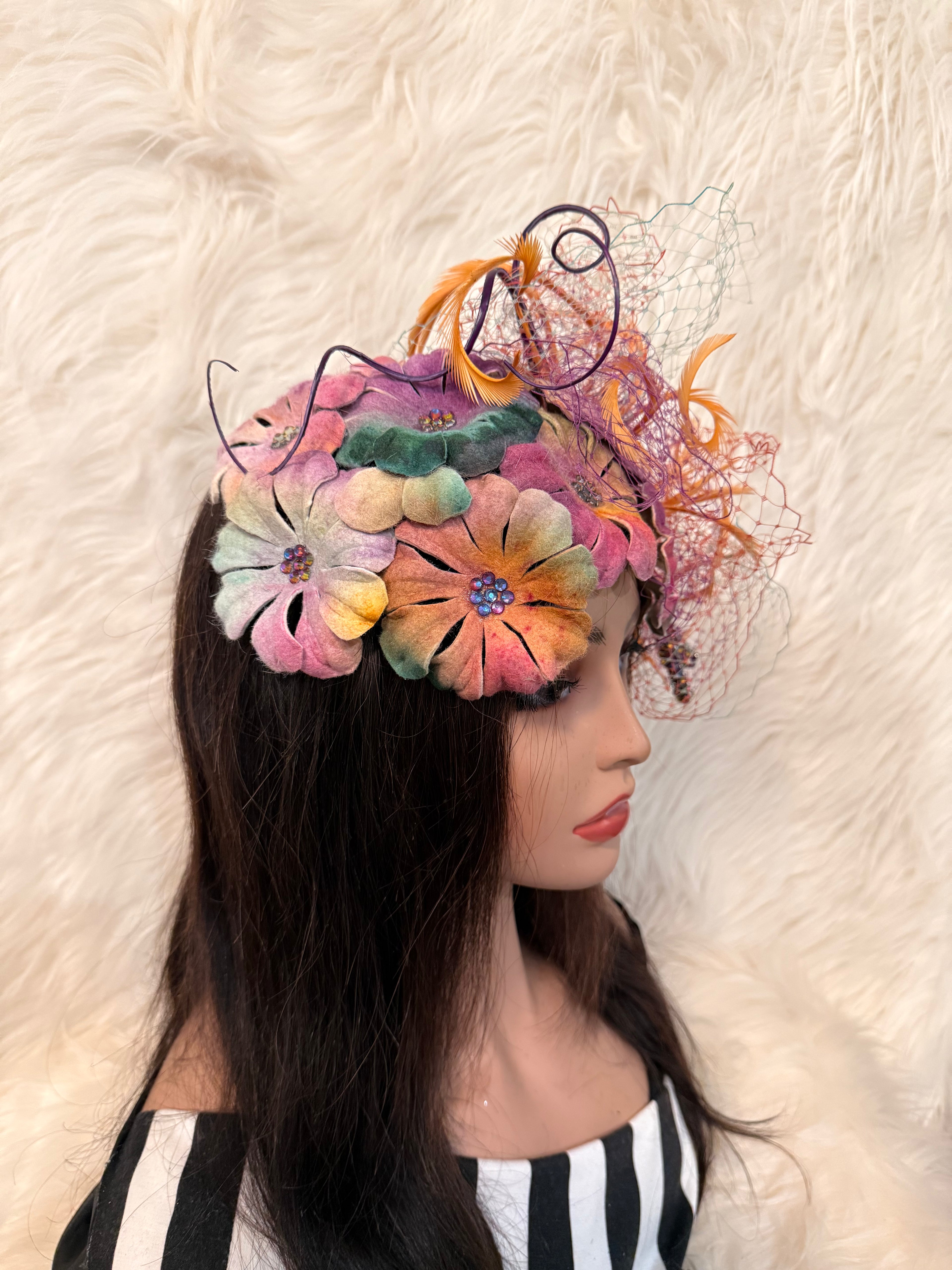 Multi-Colored Felt Petal Hat (1/2 Hat)