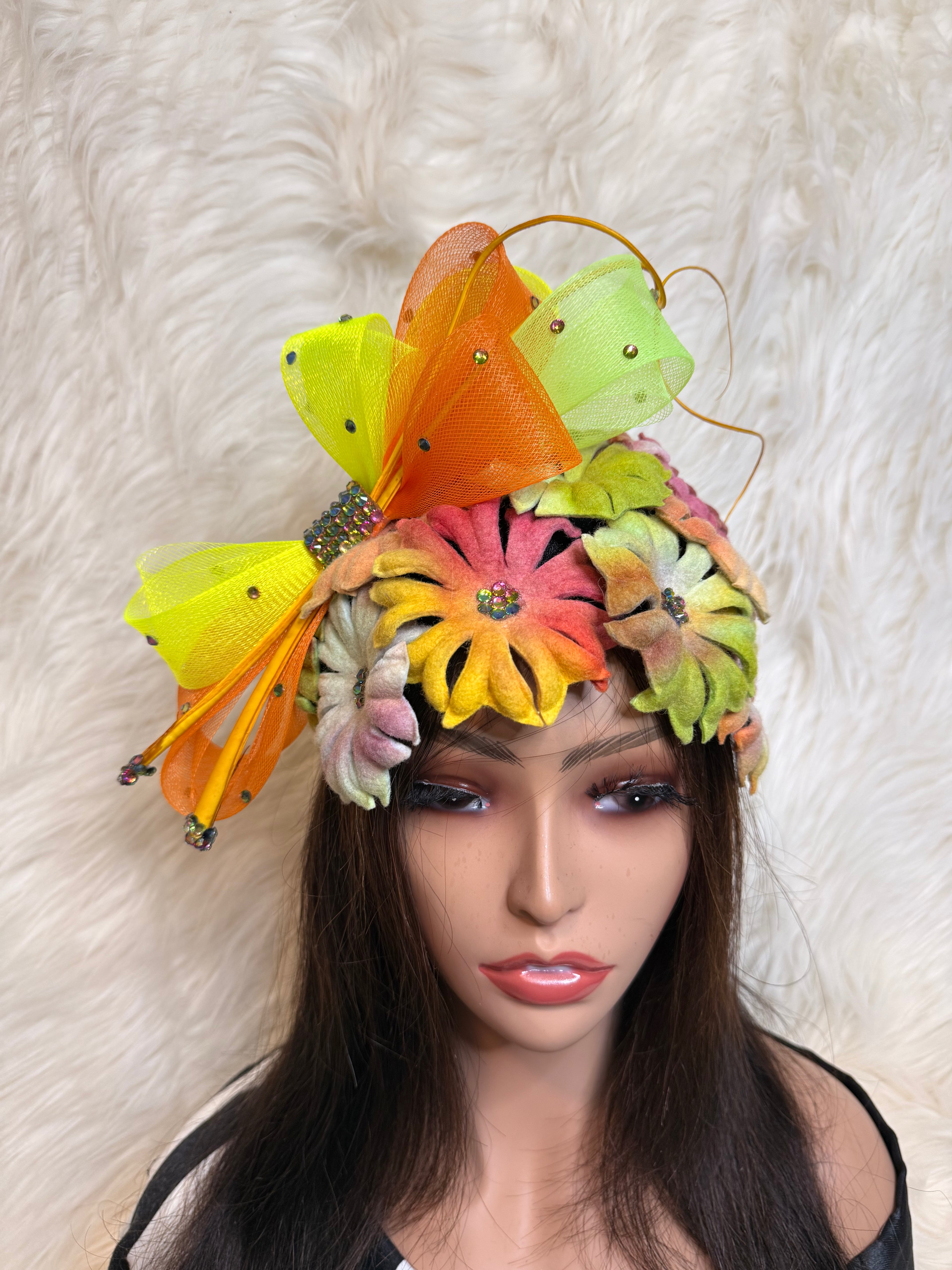Multi-Colored Felt Wool Petal Hat (1/2 Hat)