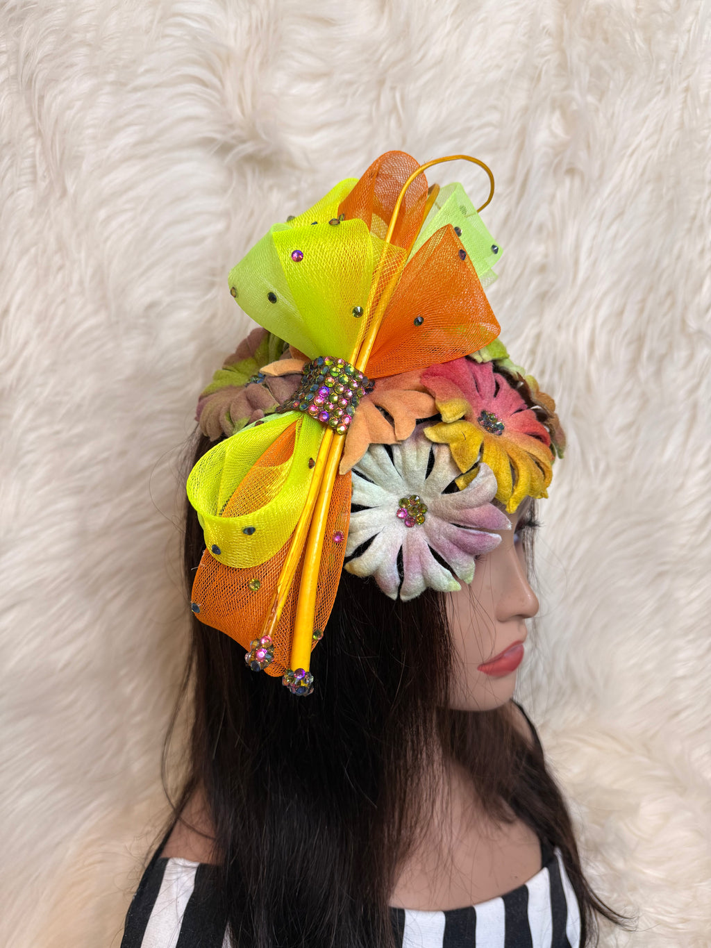 Multi-Colored Felt Wool Petal Hat (1/2 Hat)