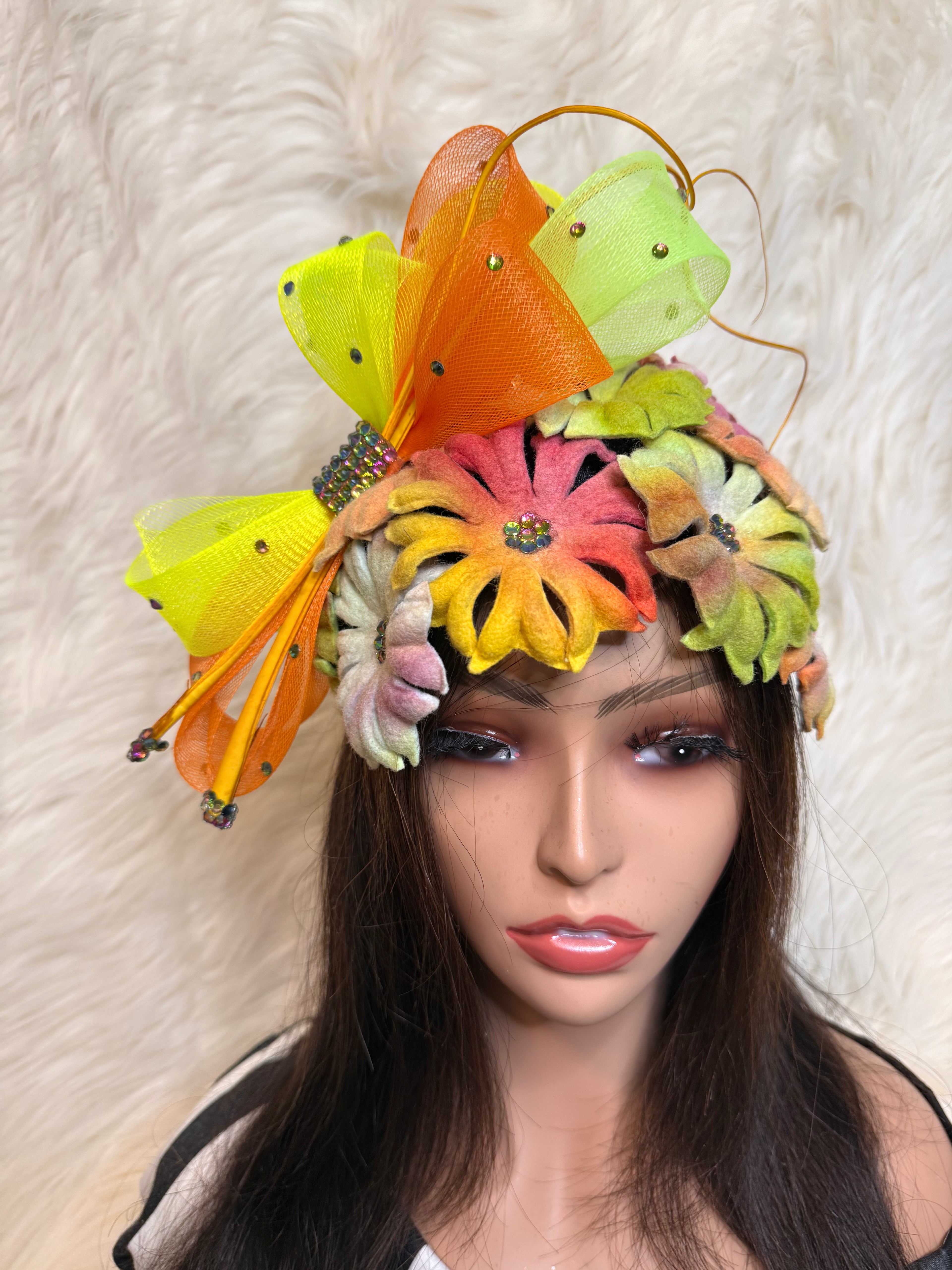 Multi-Colored Felt Wool Petal Hat (1/2 Hat)
