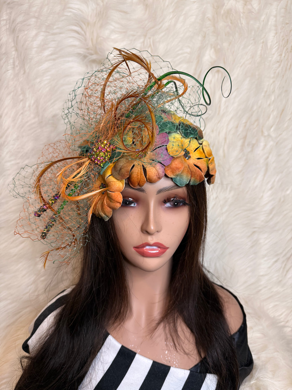 Multi-Colored Felt Wool Petal Hat (1/2 Hat)