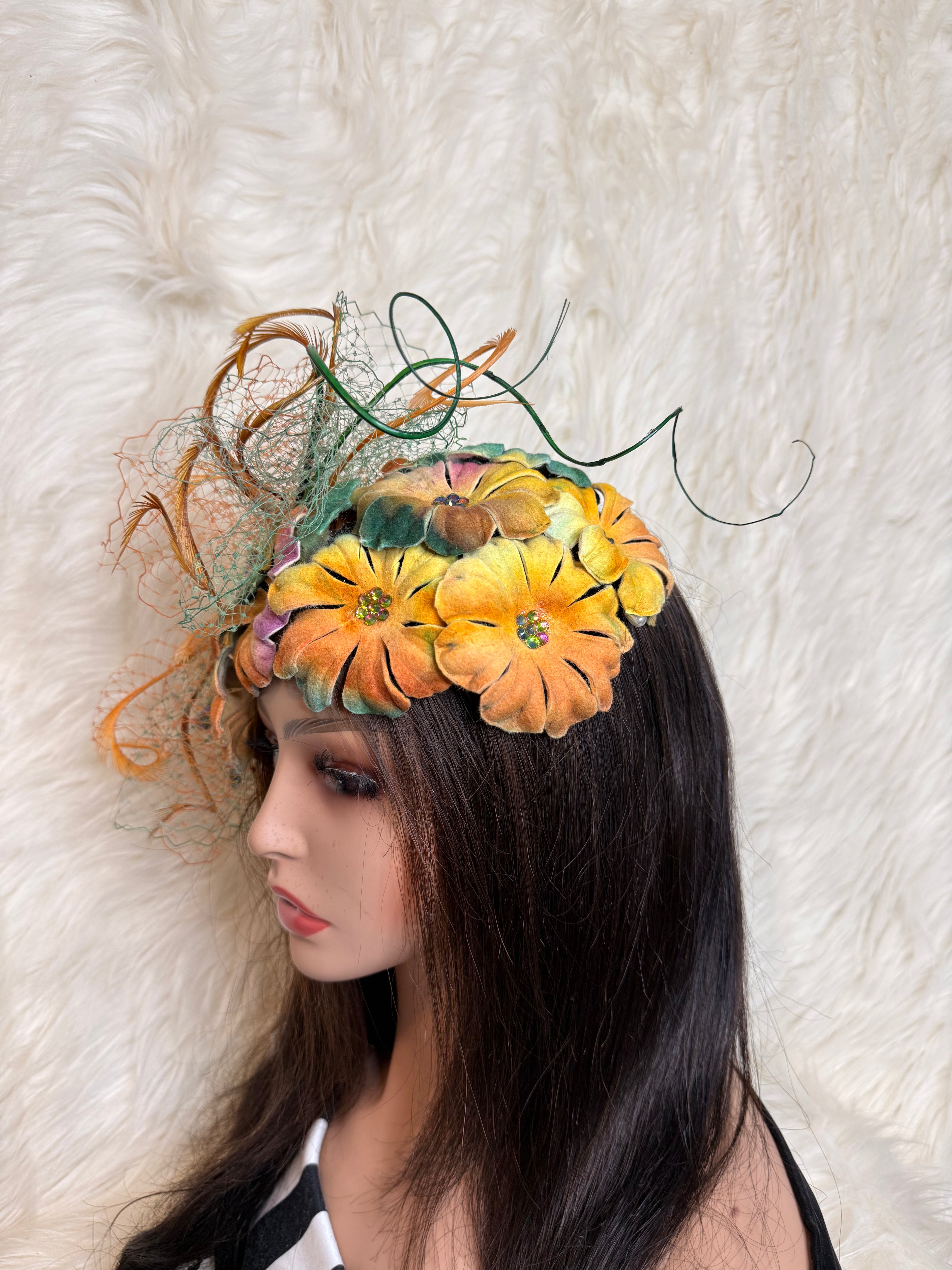 Multi-Colored Felt Wool Petal Hat (1/2 Hat)