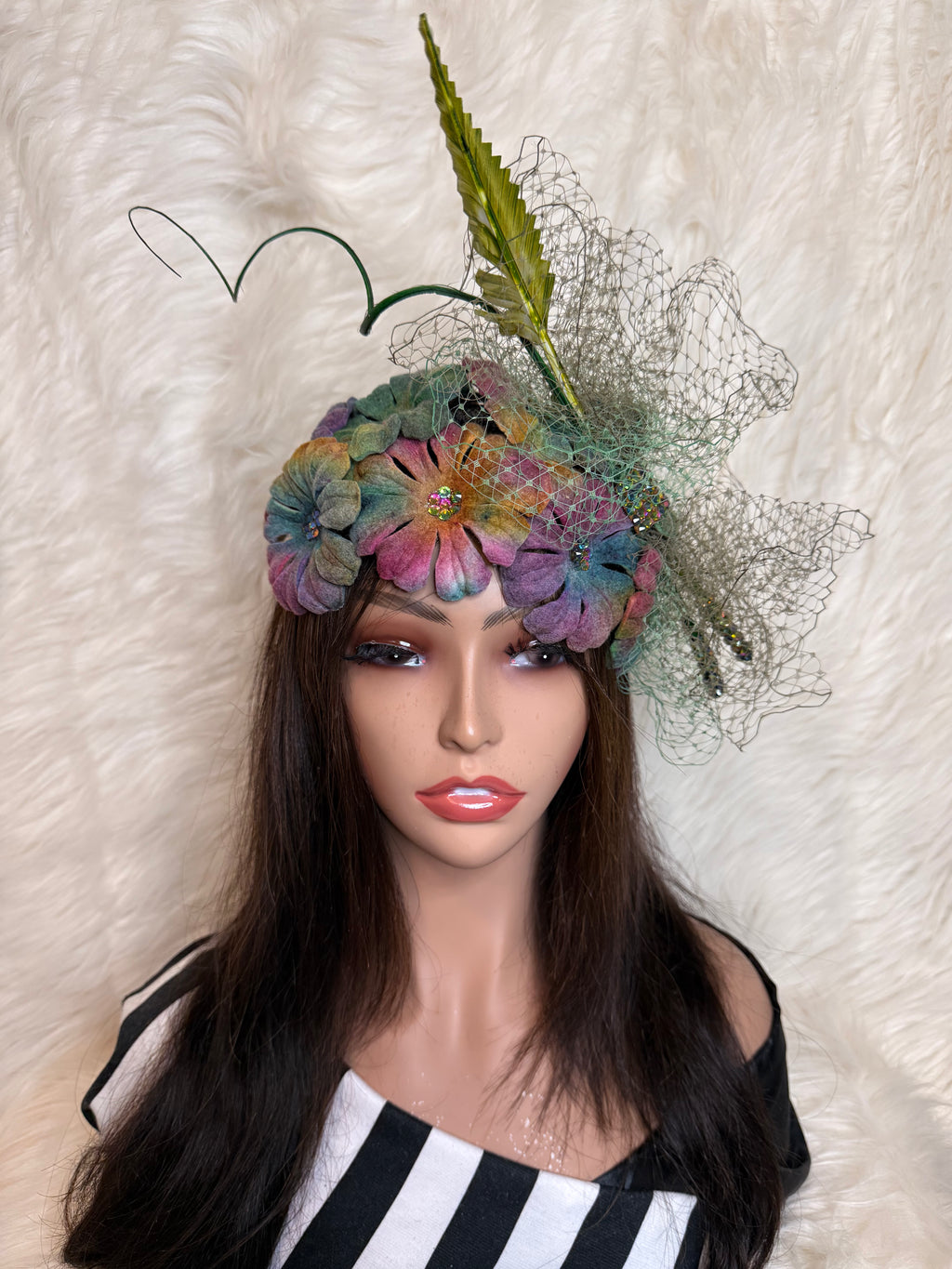 Multi-Colored Felt Wool Petal Hat