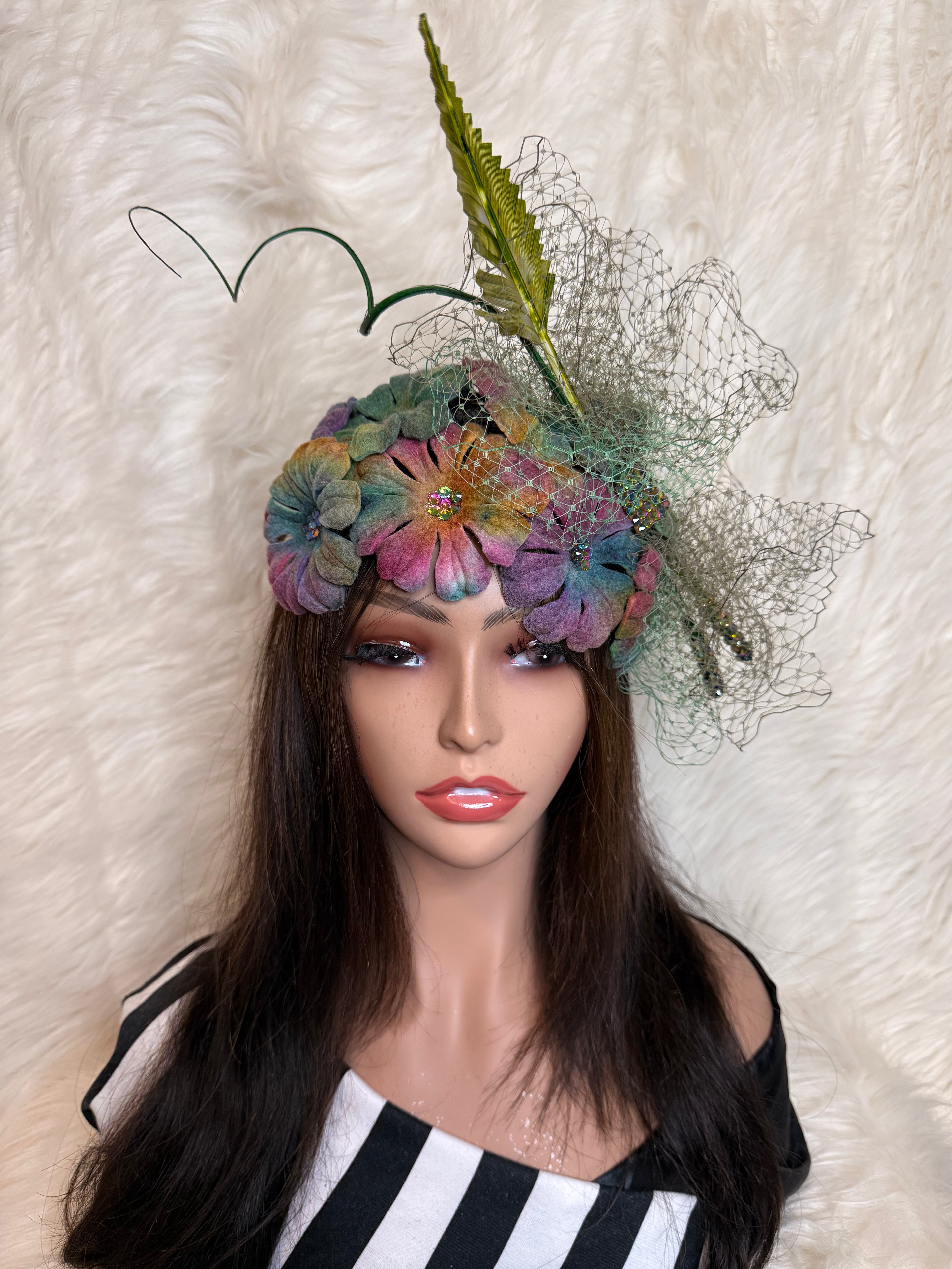 Multi-Colored Felt Wool Petal Hat