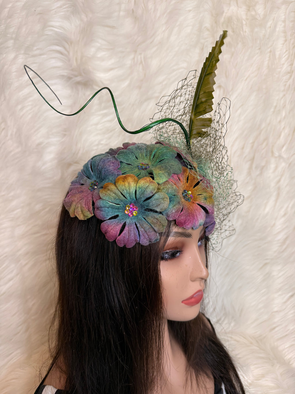 Multi-Colored Felt Wool Petal Hat