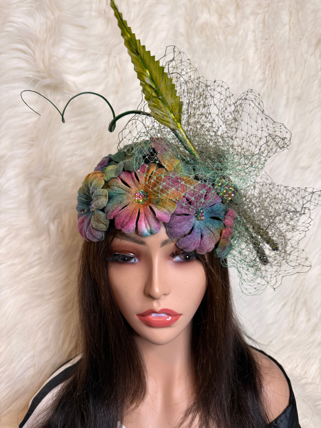 Multi-Colored Felt Wool Petal Hat