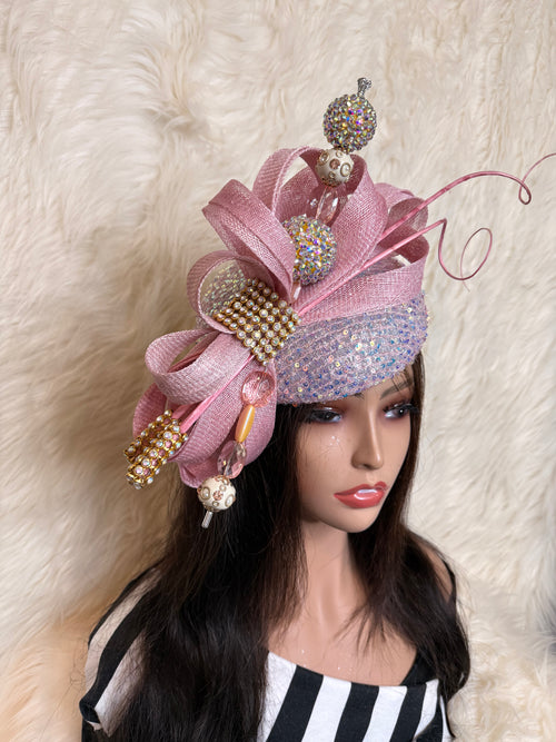 Dusty Pink "O" Mold Hat / W Hat Pin