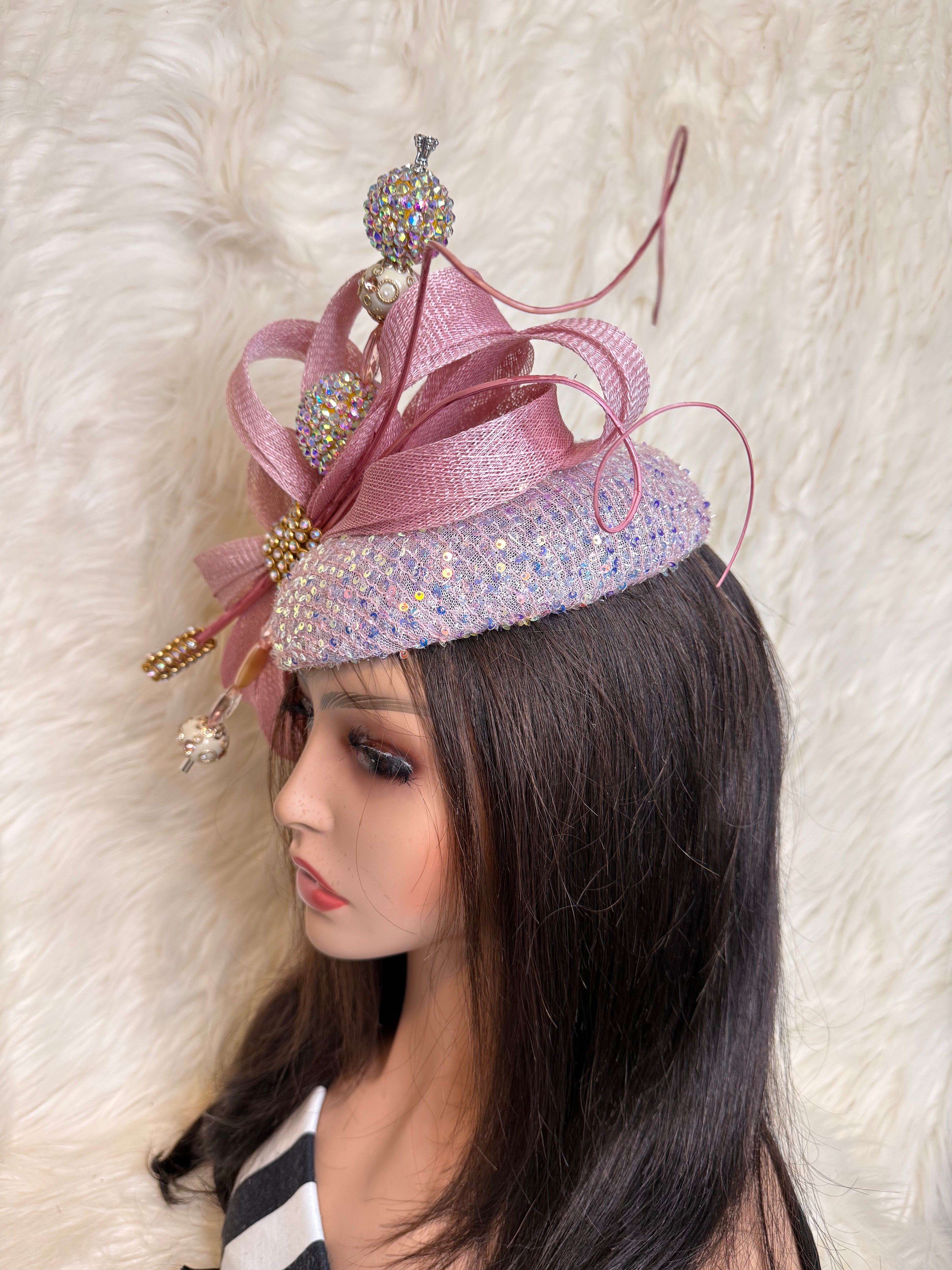 Dusty Pink "O" Mold Hat / W Hat Pin