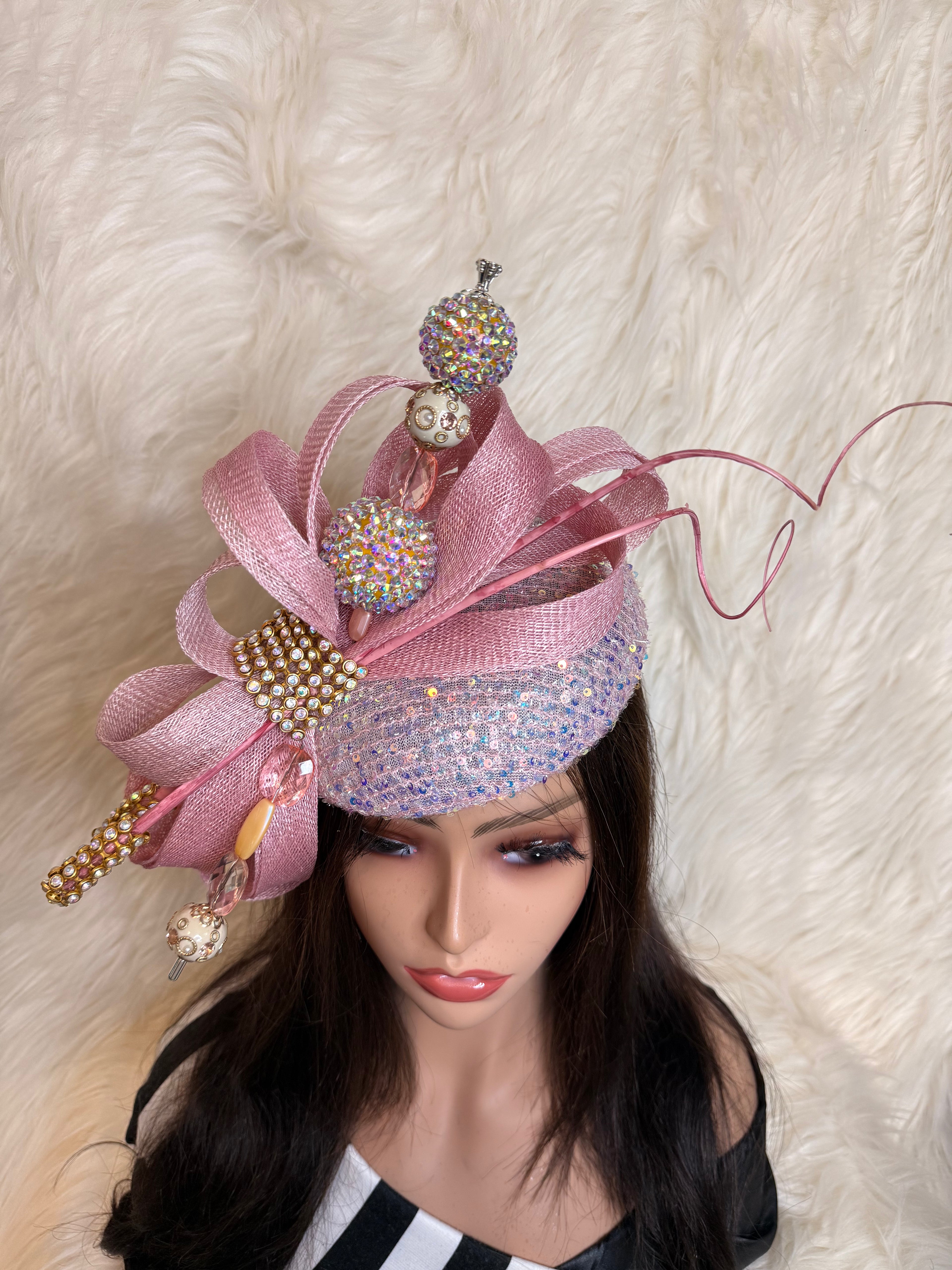 Dusty Pink "O" Mold Hat / W Hat Pin