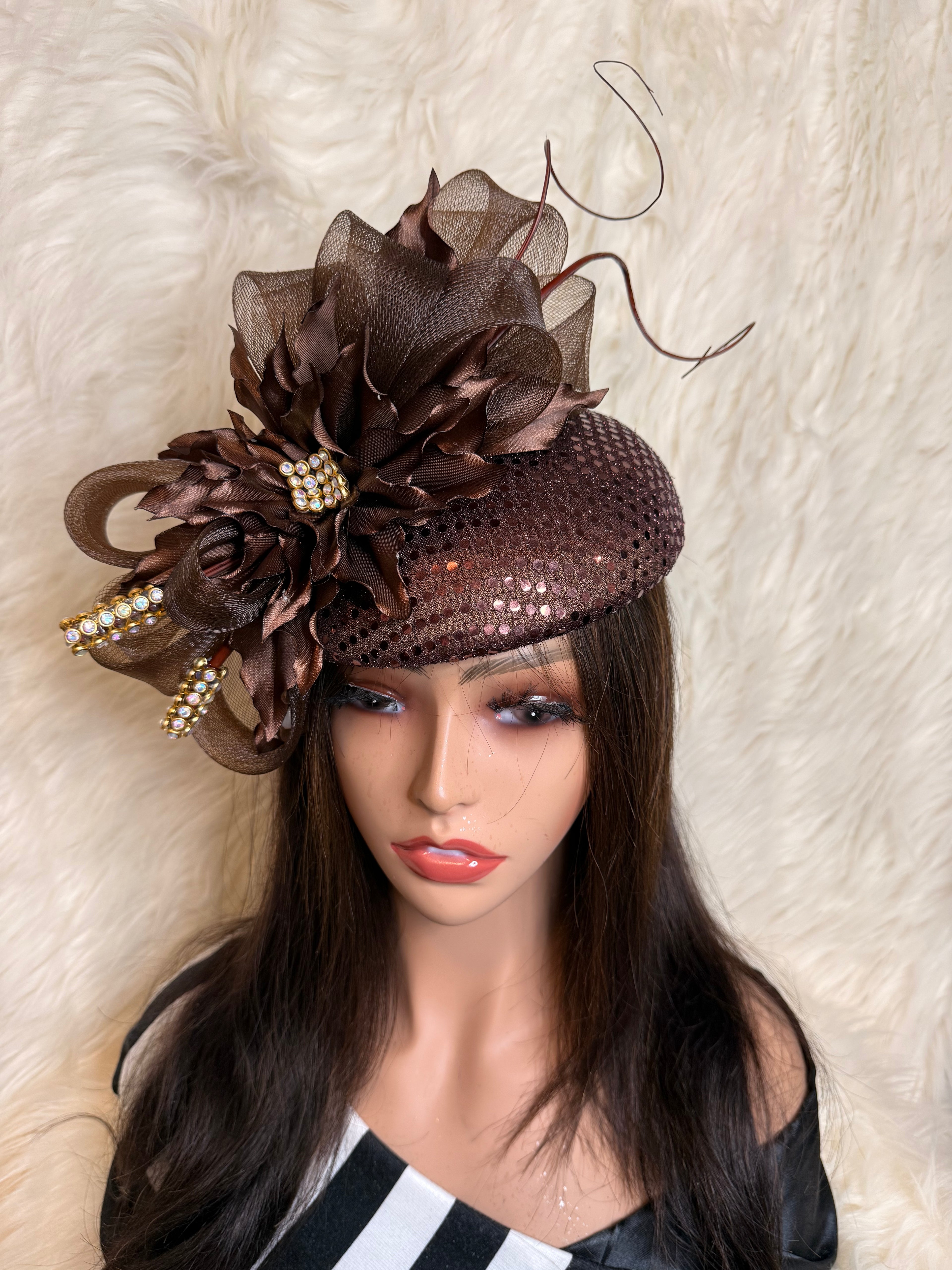 Brown Sequin Hat