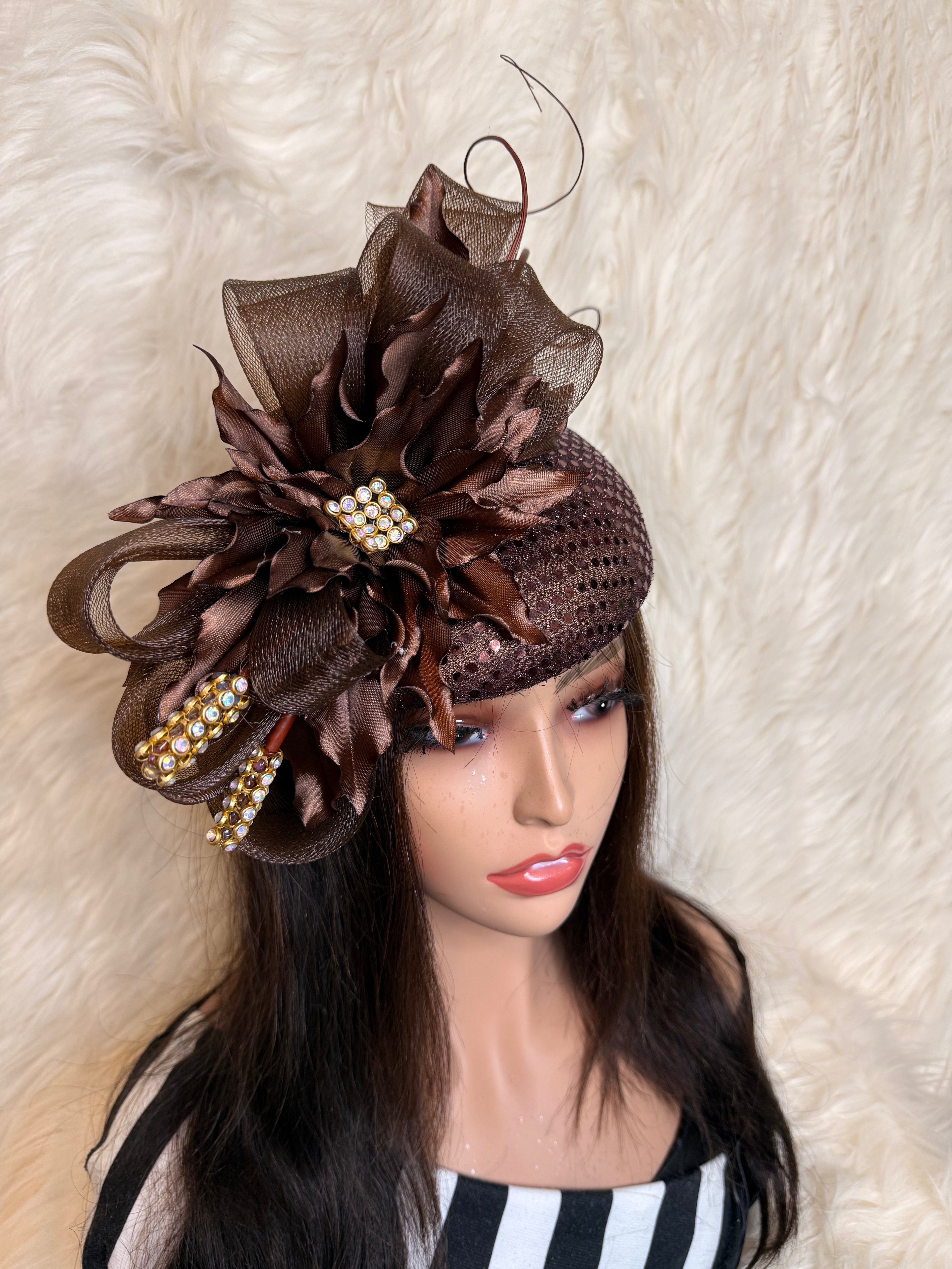 Brown Sequin Hat