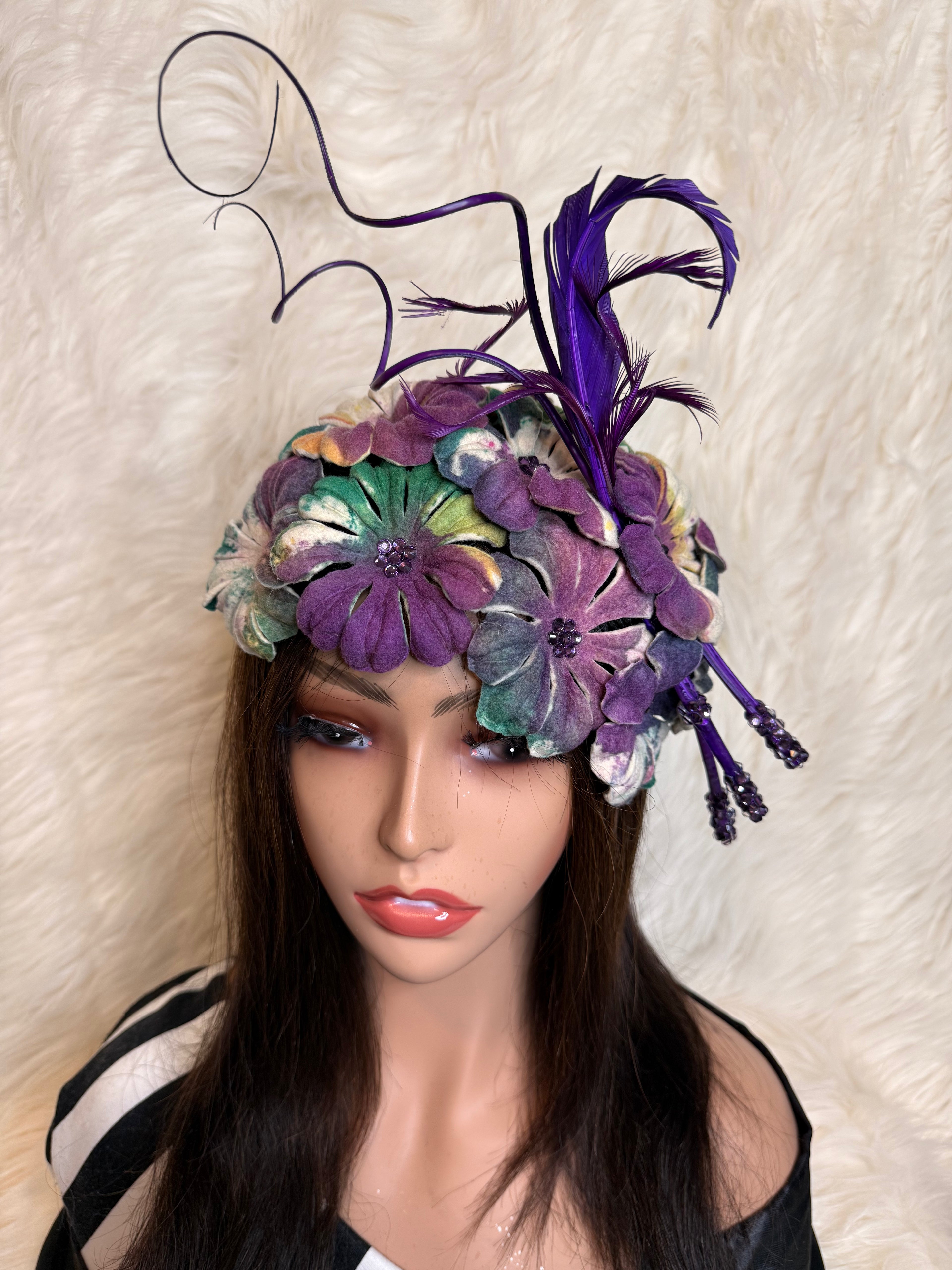 Multi- Colored Felt Wool Petal Hat (1/2 Hat)