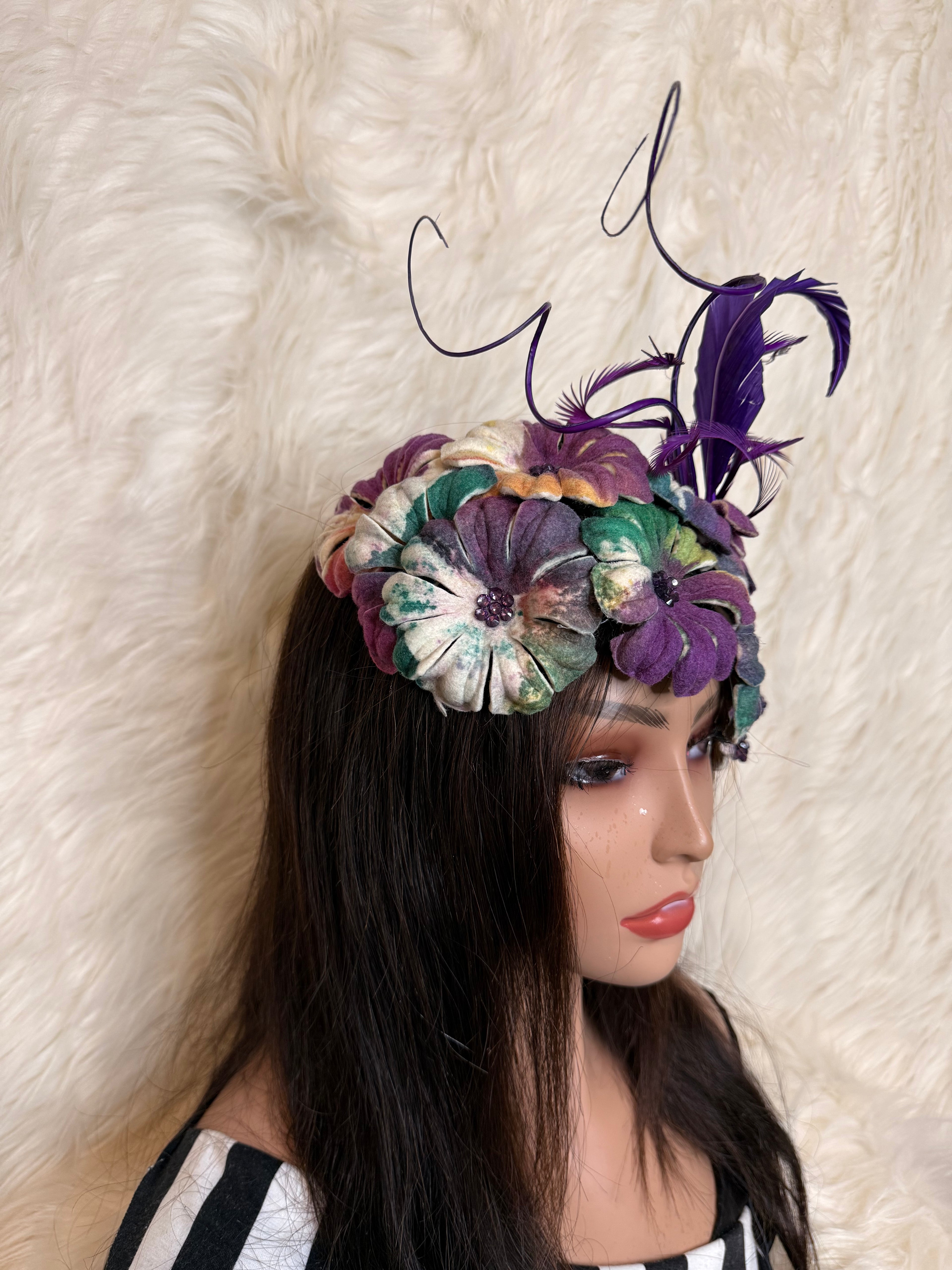 Multi- Colored Felt Wool Petal Hat (1/2 Hat)