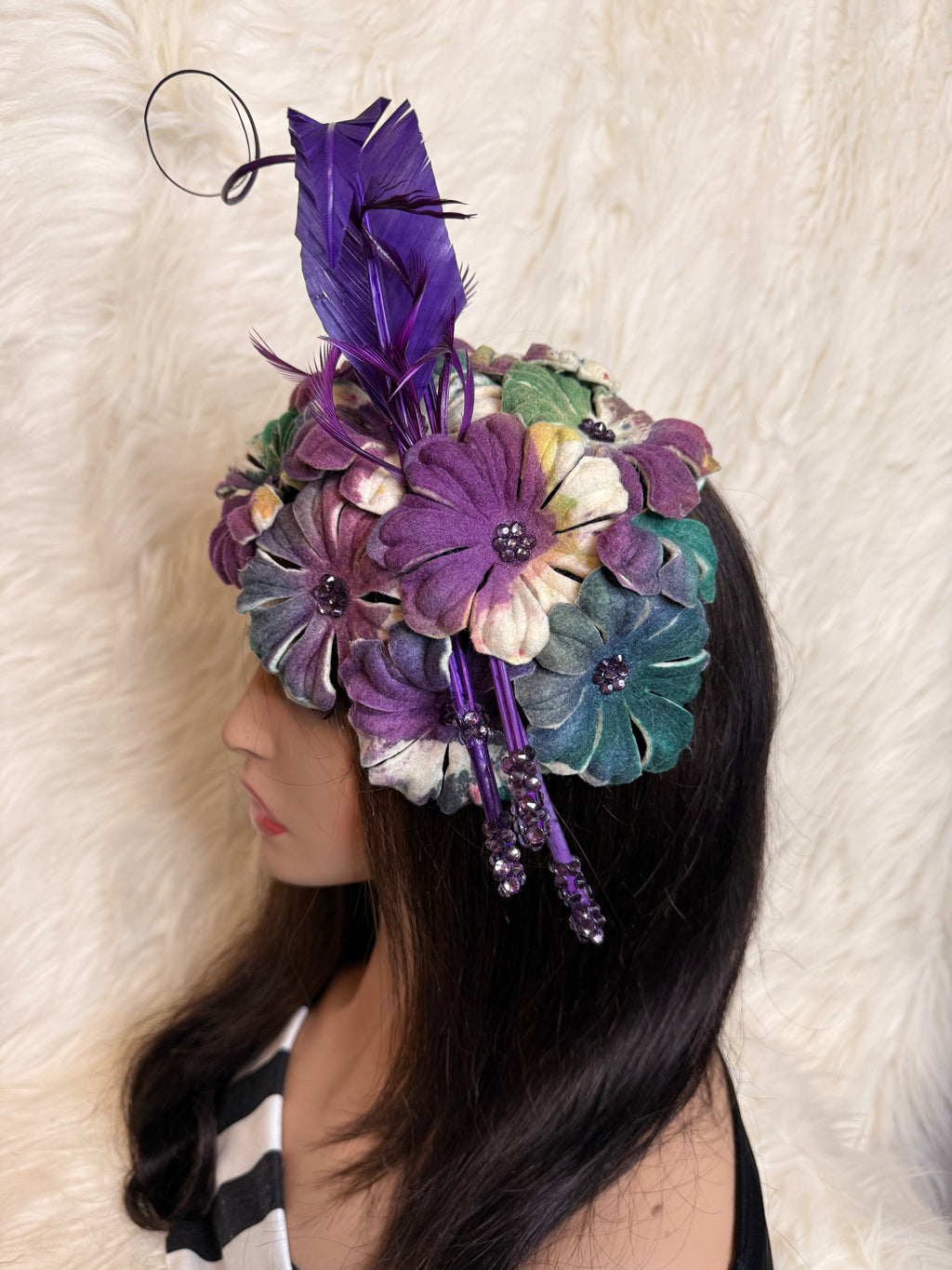 Multi- Colored Felt Wool Petal Hat (1/2 Hat)